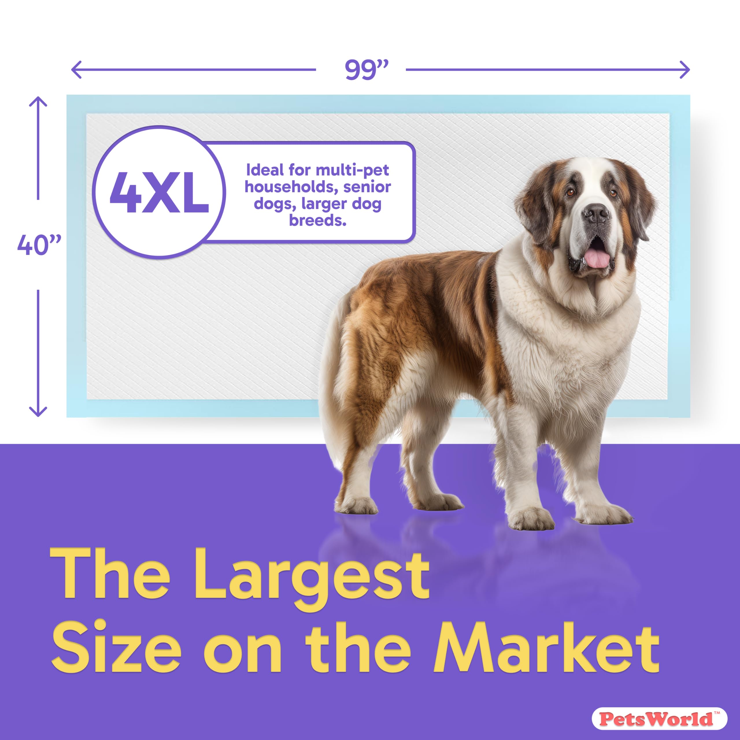 PETSWORLD large 40x99 coverage reduces room mess and simplifies cleanup.