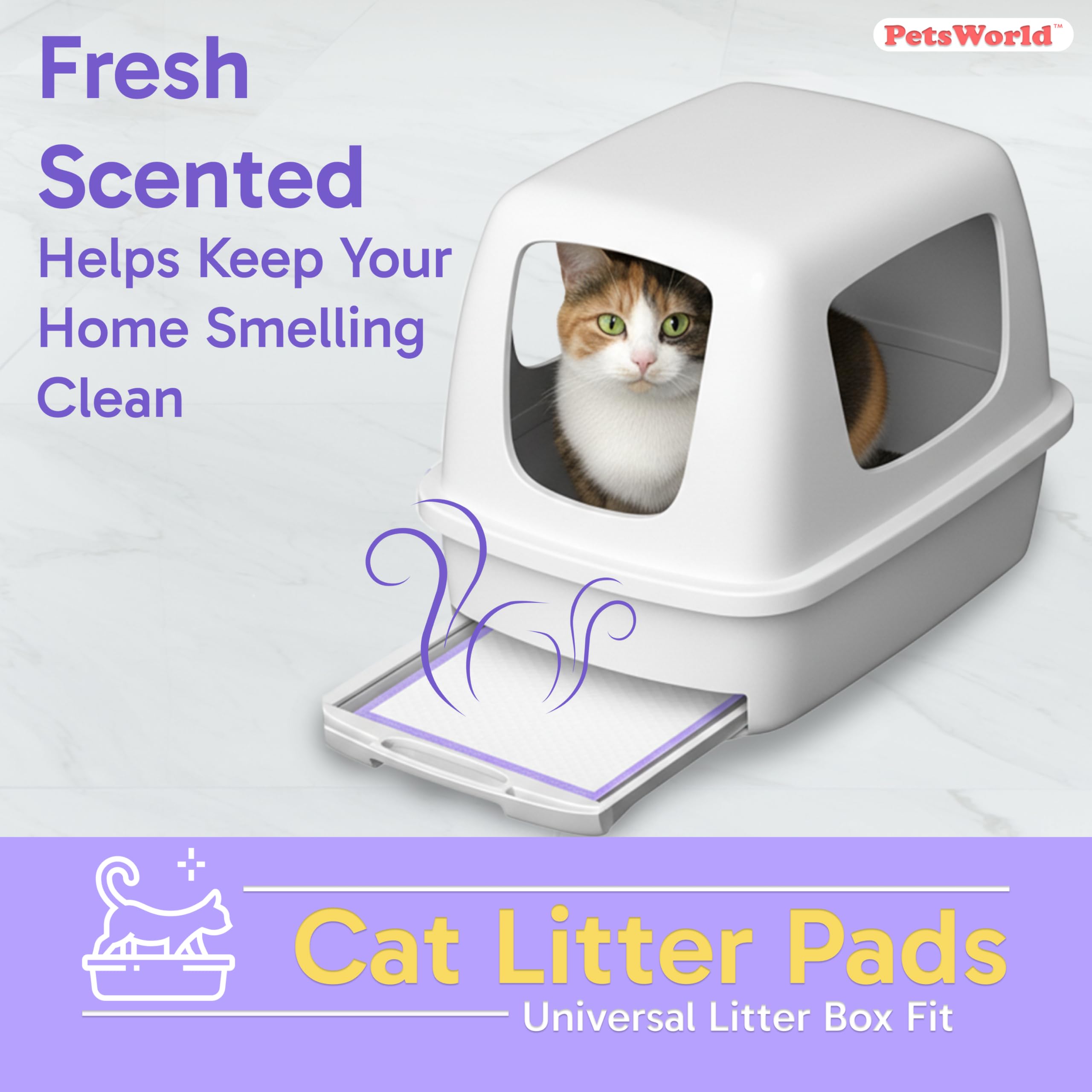 PetsWorld fresh scent cat pad refills highlighted for odor control.