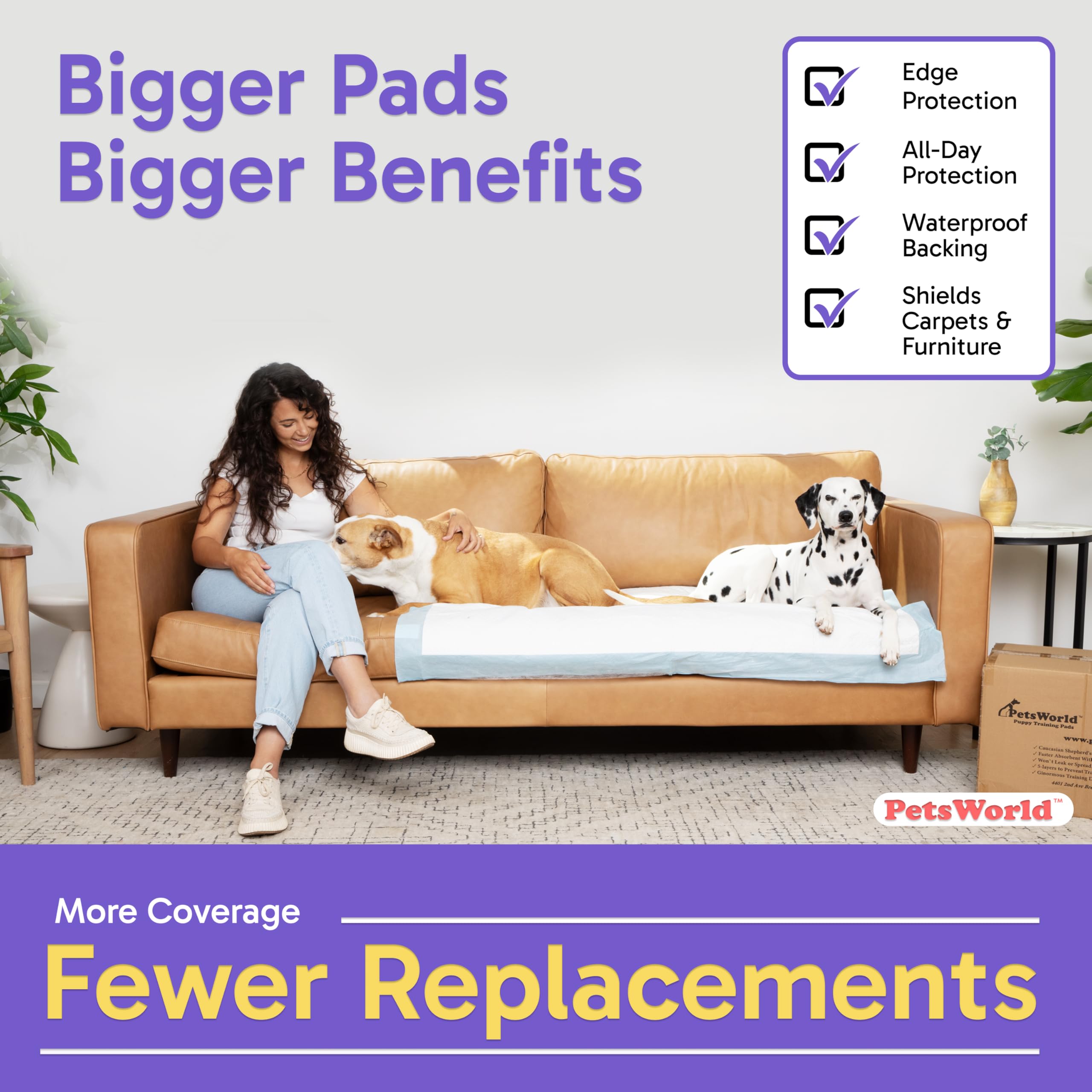 PETSWORLD Rapid-absorb quick-dry technology traps liquid fast to minimize tracking.