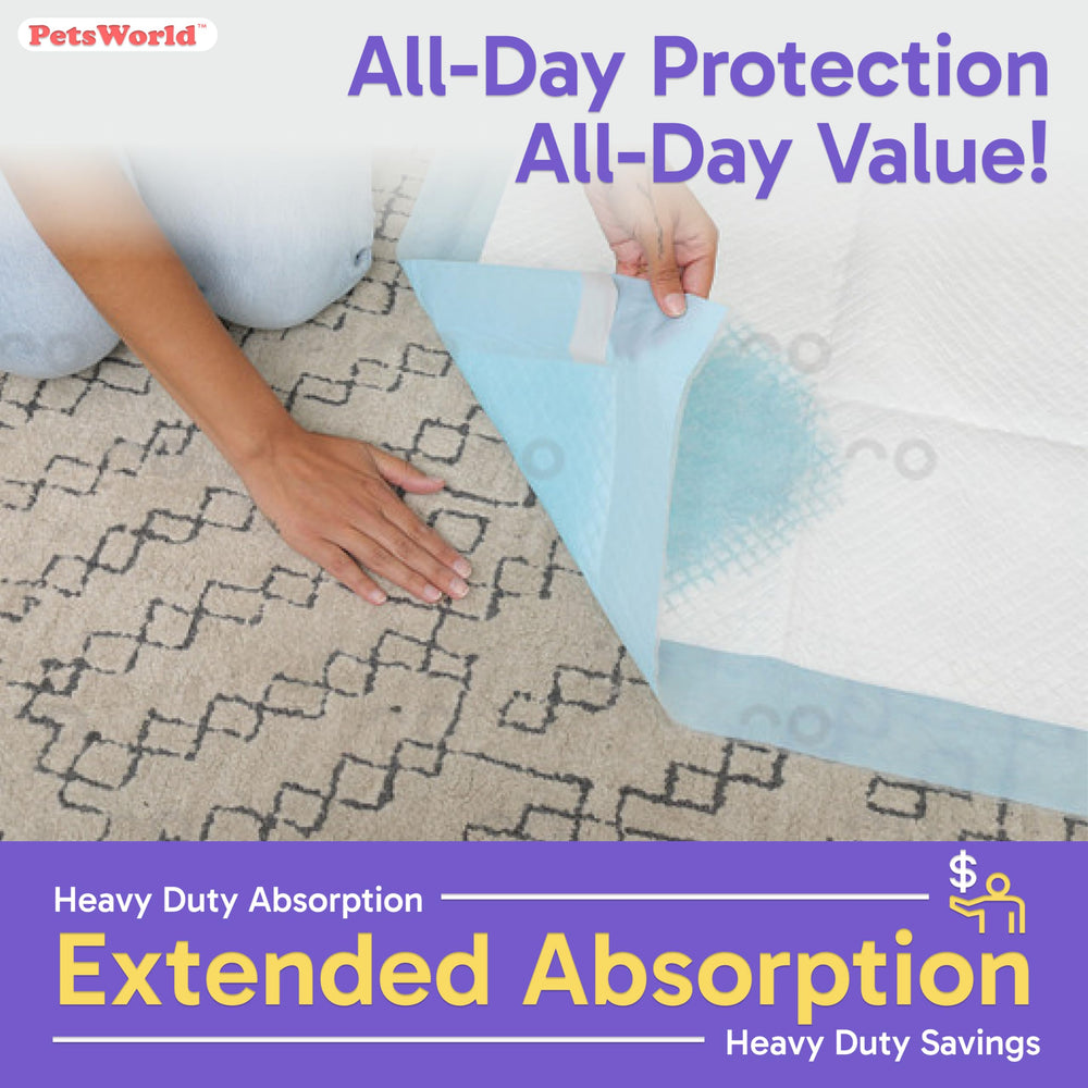 PETSWORLD Versatile pads suitable for puppies, giant dogs, crates, and litter box liners.