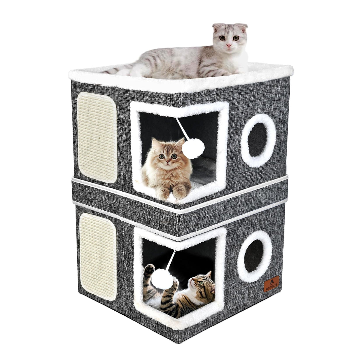 PETTDATE 2-Story Cat House indoor haven for multi-cat comfort