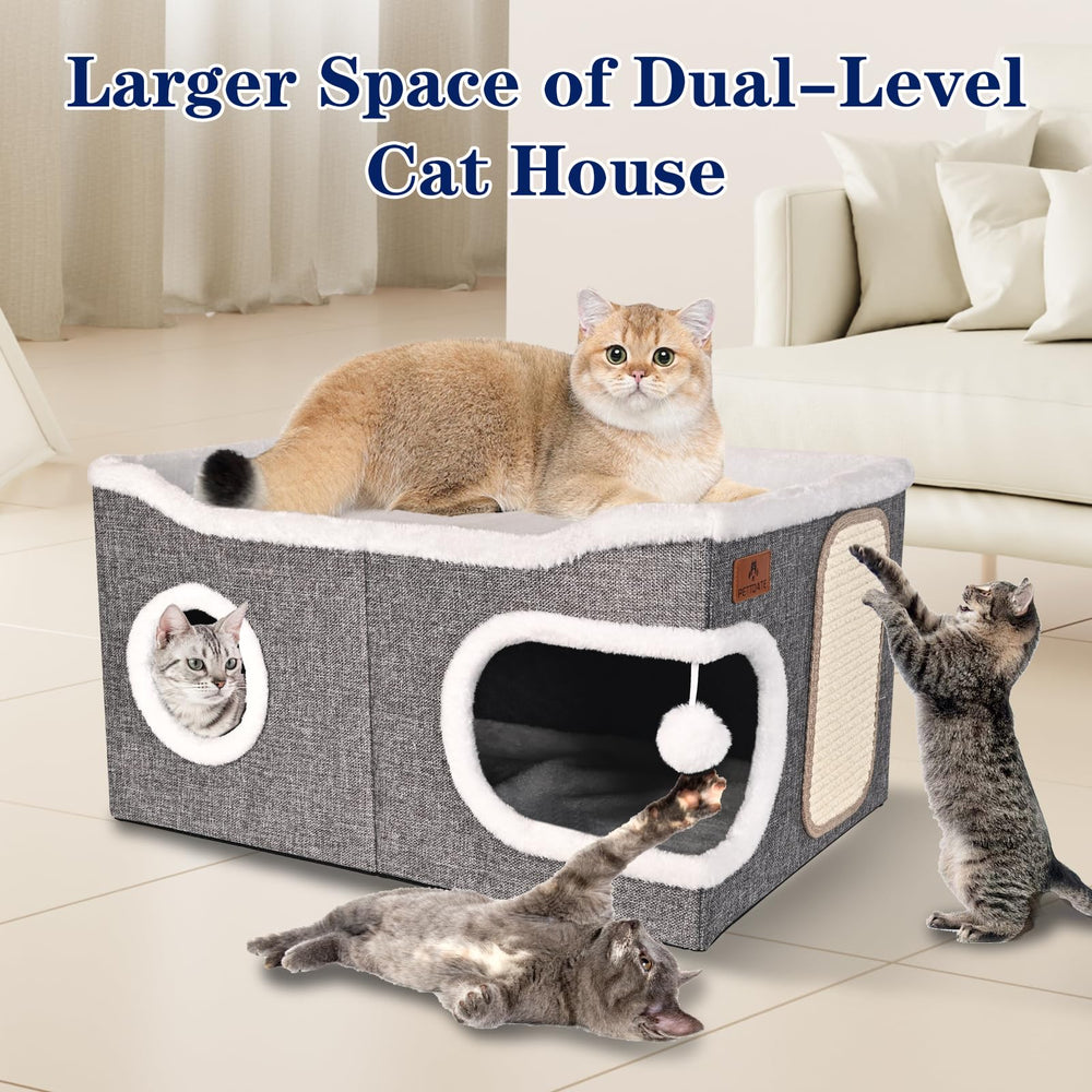 PETTDATE durable MDF cat condo supports multiple kittens safely