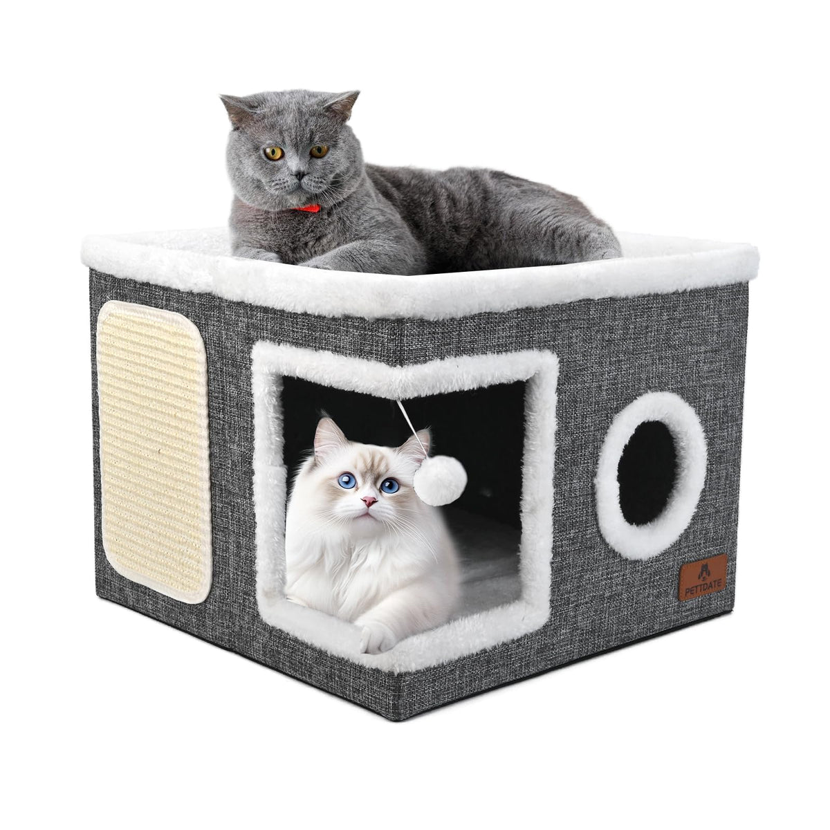 PETTDATE large cat cave bed with scratch pad protects furniture