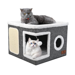 PETTDATE large cat cave bed with scratch pad protects furniture