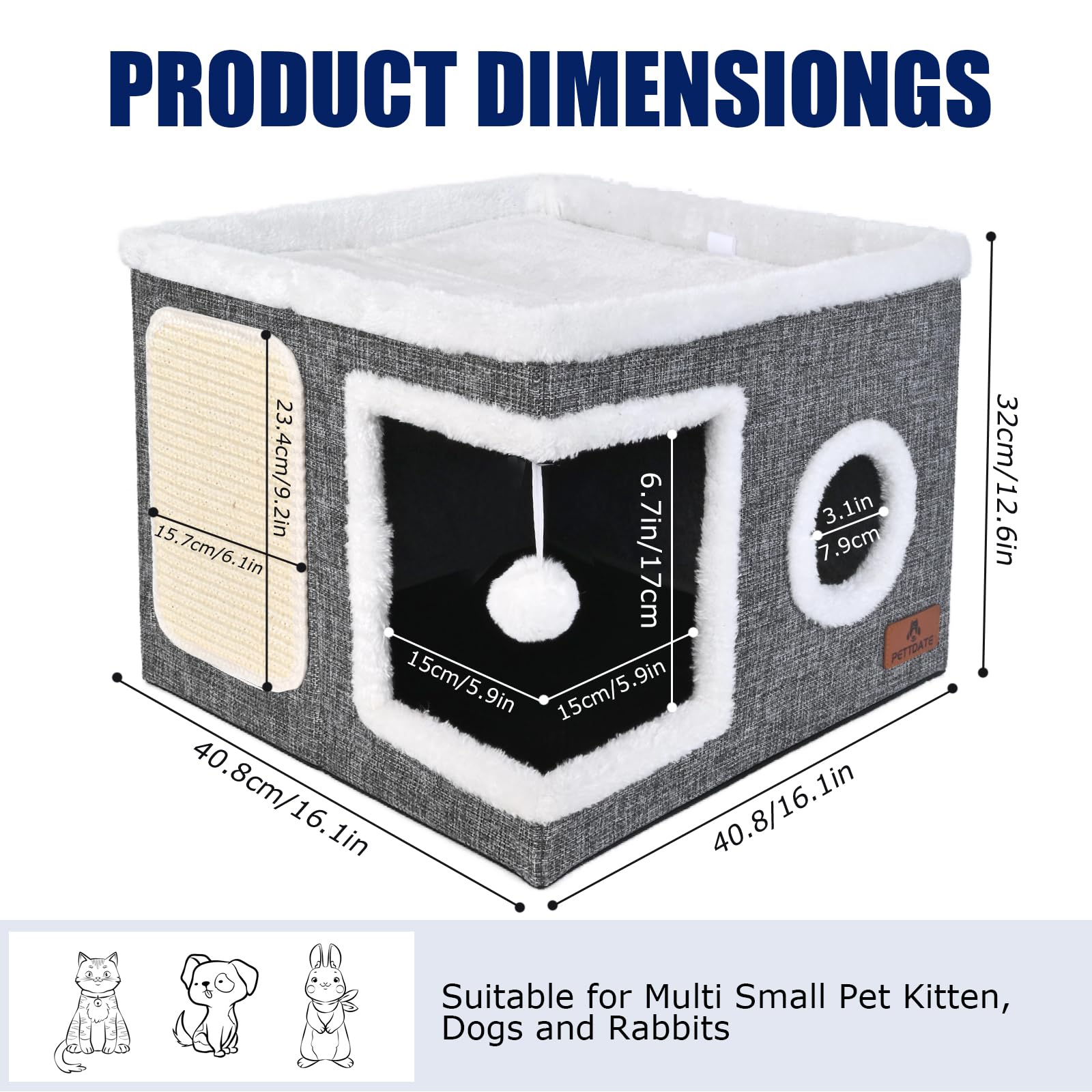 PETTDATE dual-level cat hideaway for quiet retreats