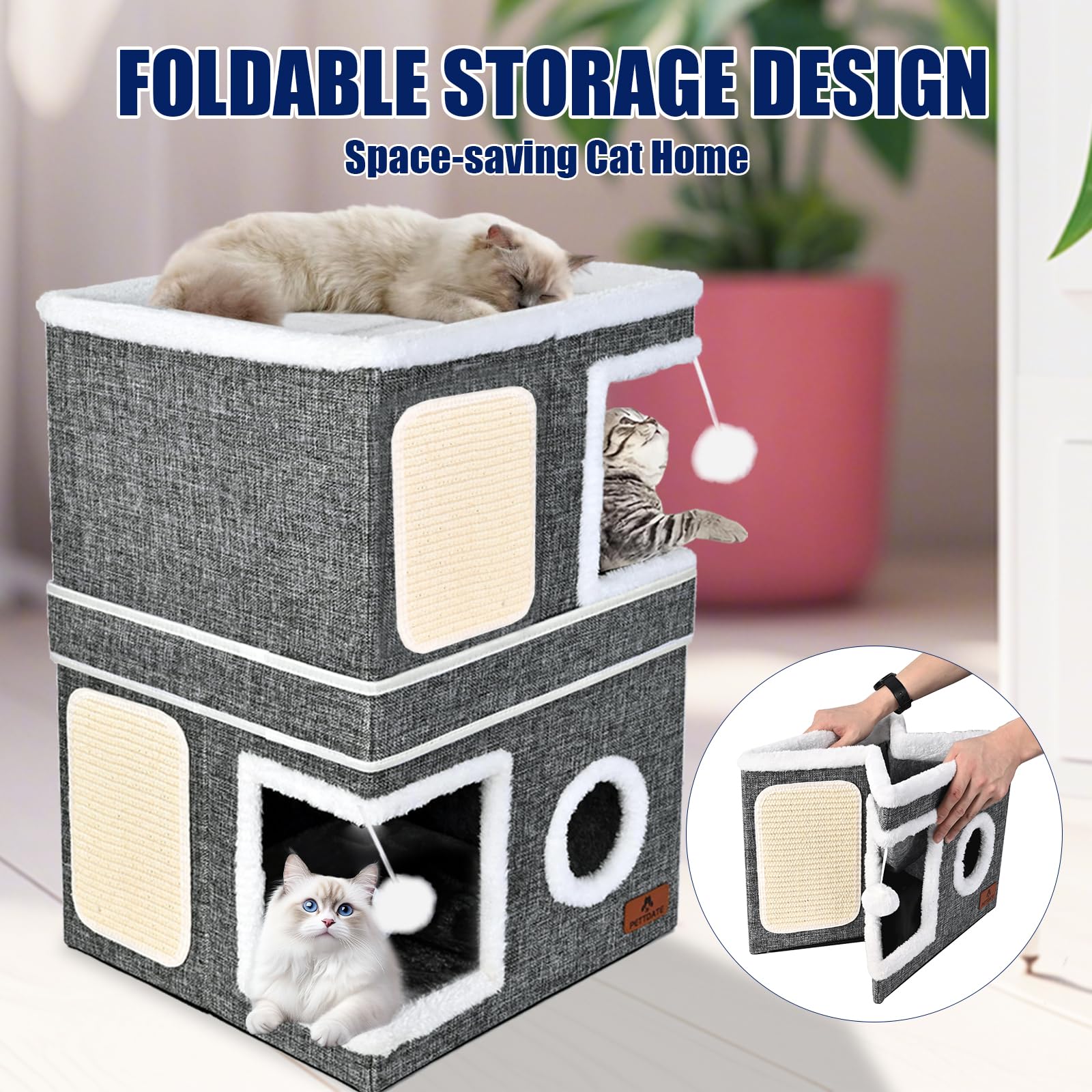 PETTDATE cat house durable MDF build for long-lasting indoor use