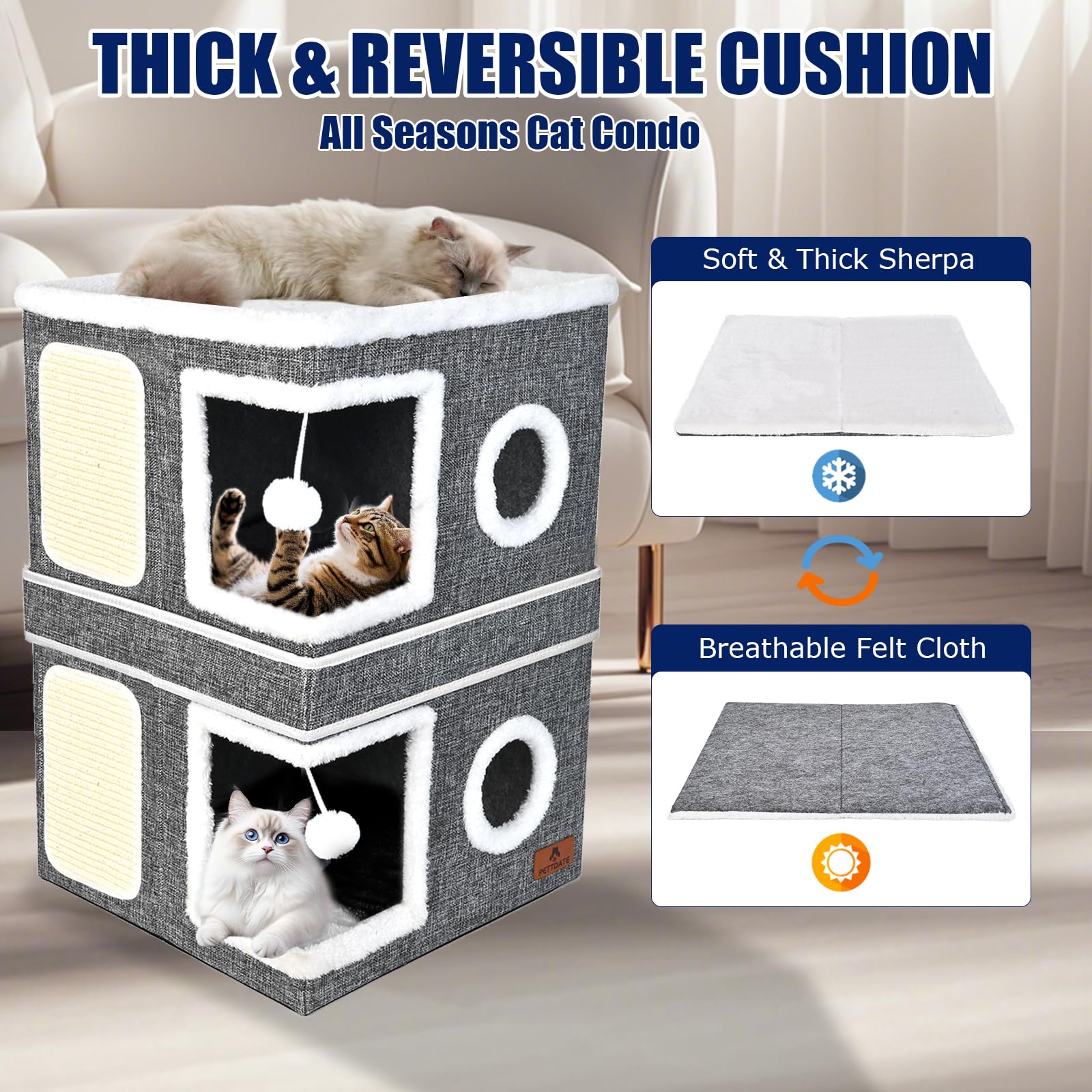 PETTDATE cat house foldable design for easy storage and relocation