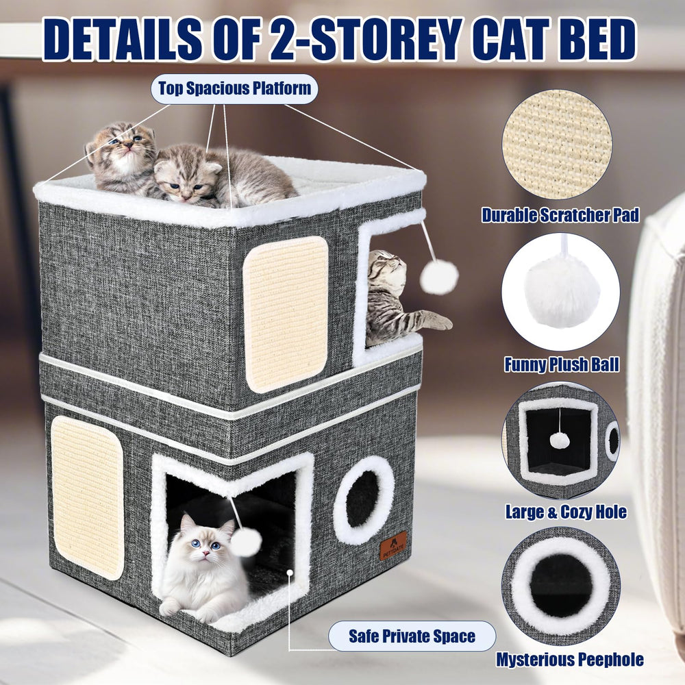 PETTDATE cat house reversible cushions offer velvet warmth or linen breathability