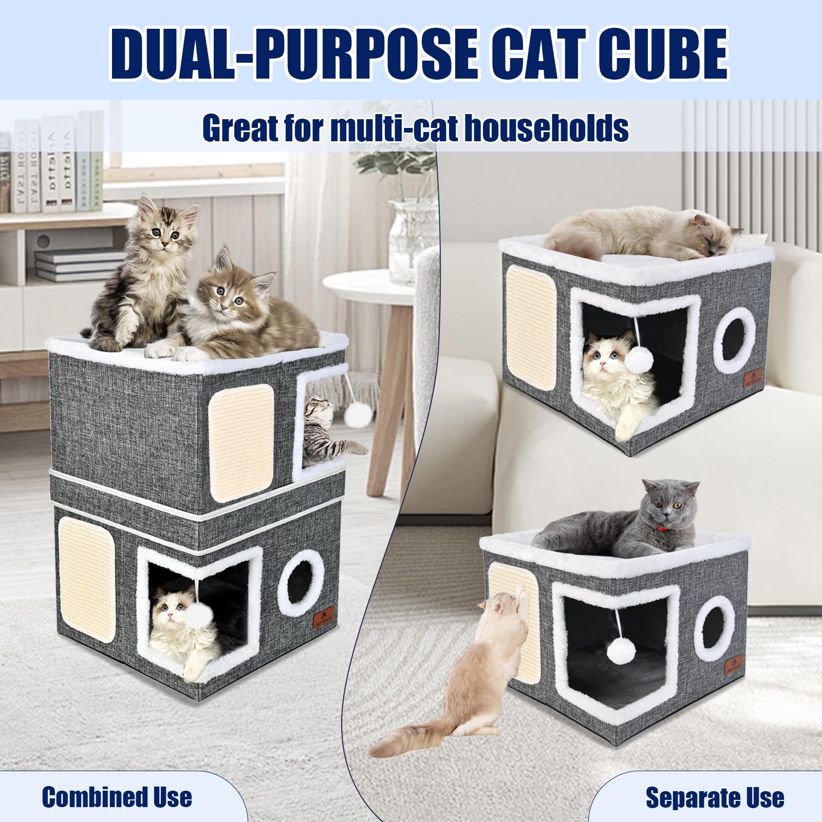 PETTDATE cat house round window toy ball encourages playful interaction