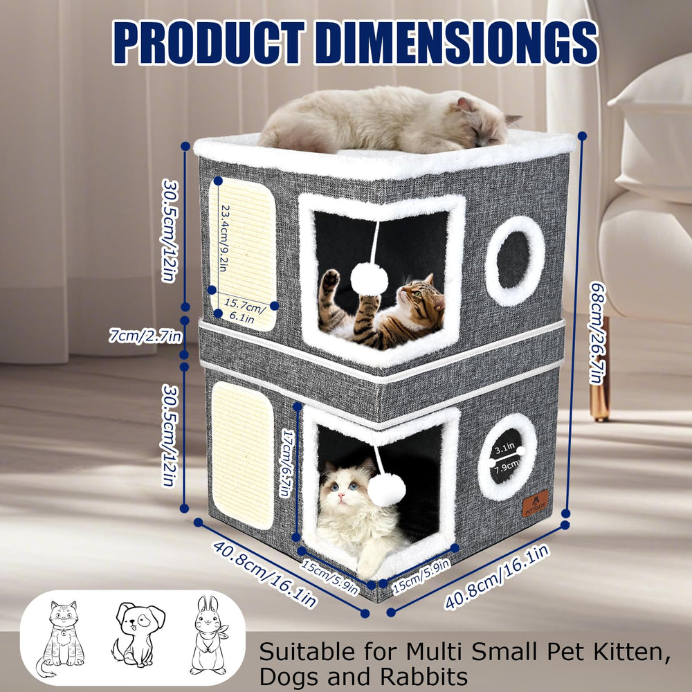 PETTDATE cat house top platform provides spacious lounging area