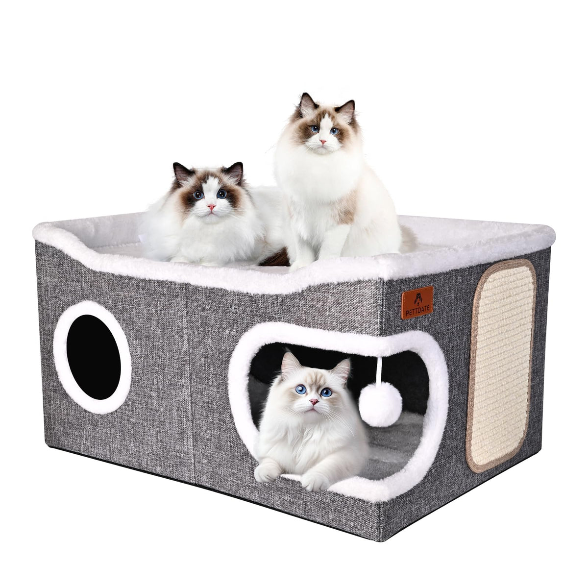 PETTDATE extra-large cat bed open top for lounging and play