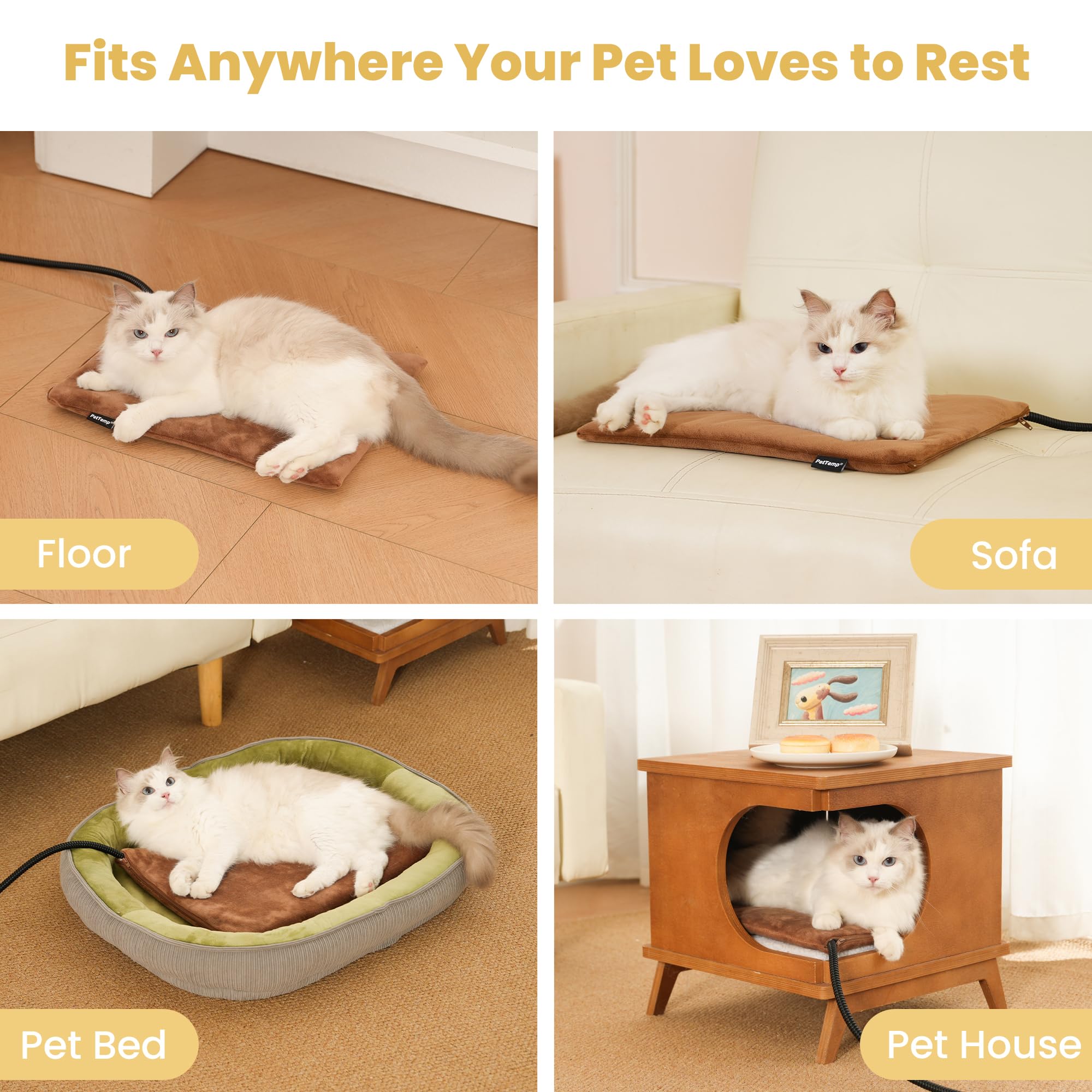 PetTemp heating pad indoor and sheltered outdoor use offers versatility.