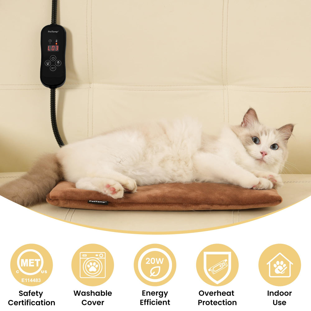 PetTemp heating pad on a pet bed delivers gentle warmth for comfort