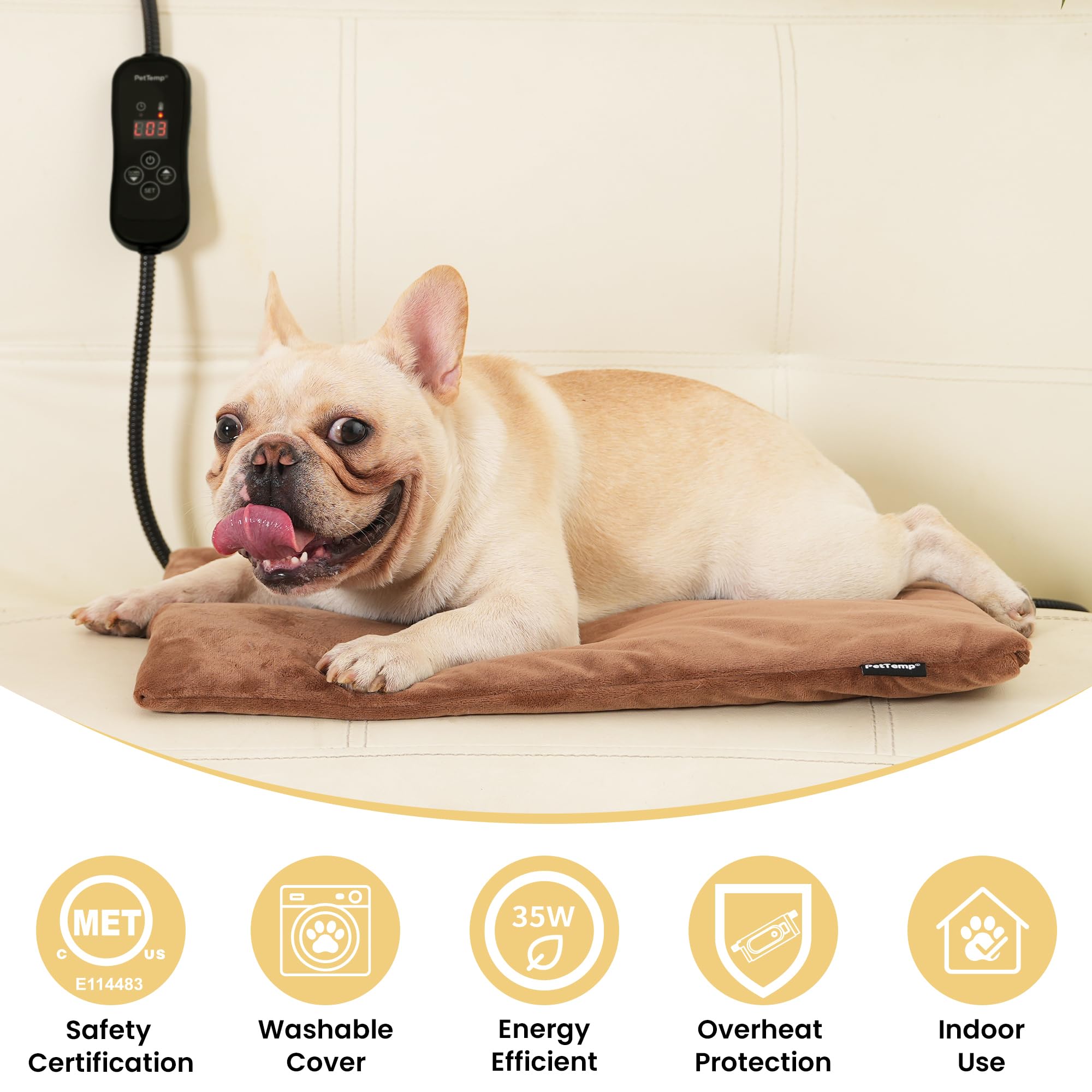 PetTemp timer display shows adjustable auto shut-off options