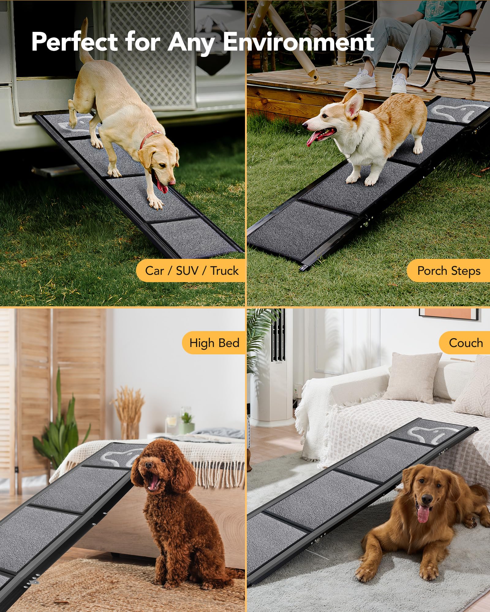 PetThem car ramp enables seniors and recovering pets to enter vehicles.