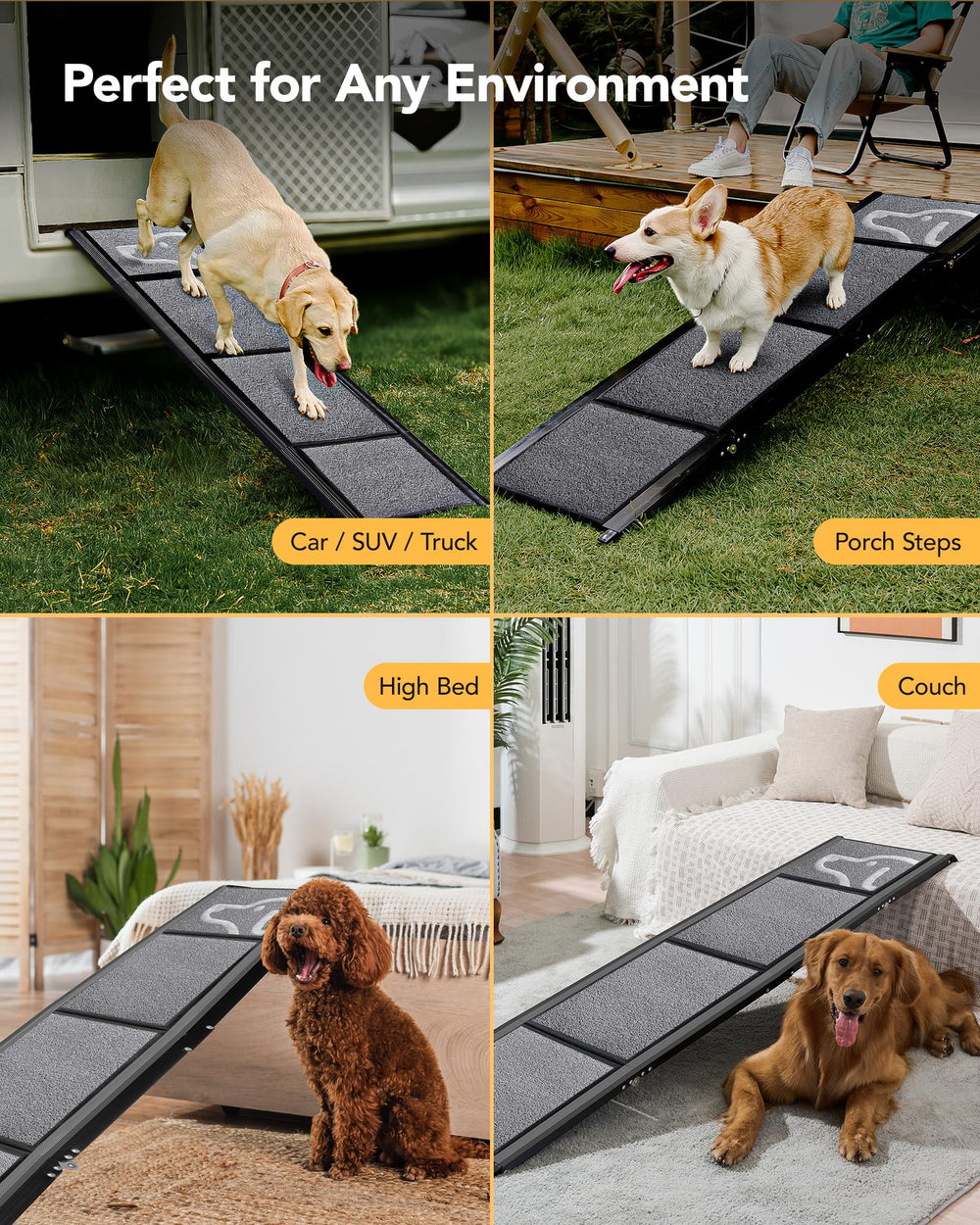 PetThem car ramp enables seniors and recovering pets to enter vehicles.