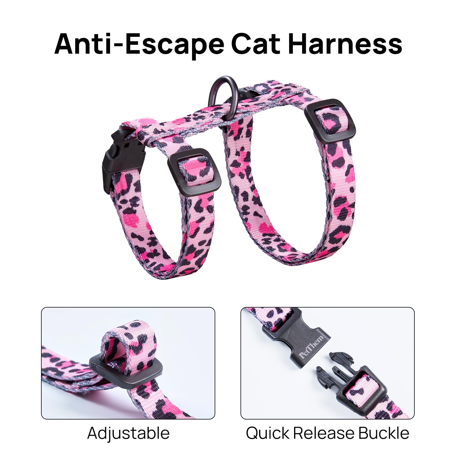 PetThem easy-on-off ABS buckle simplifies harnessing your cat