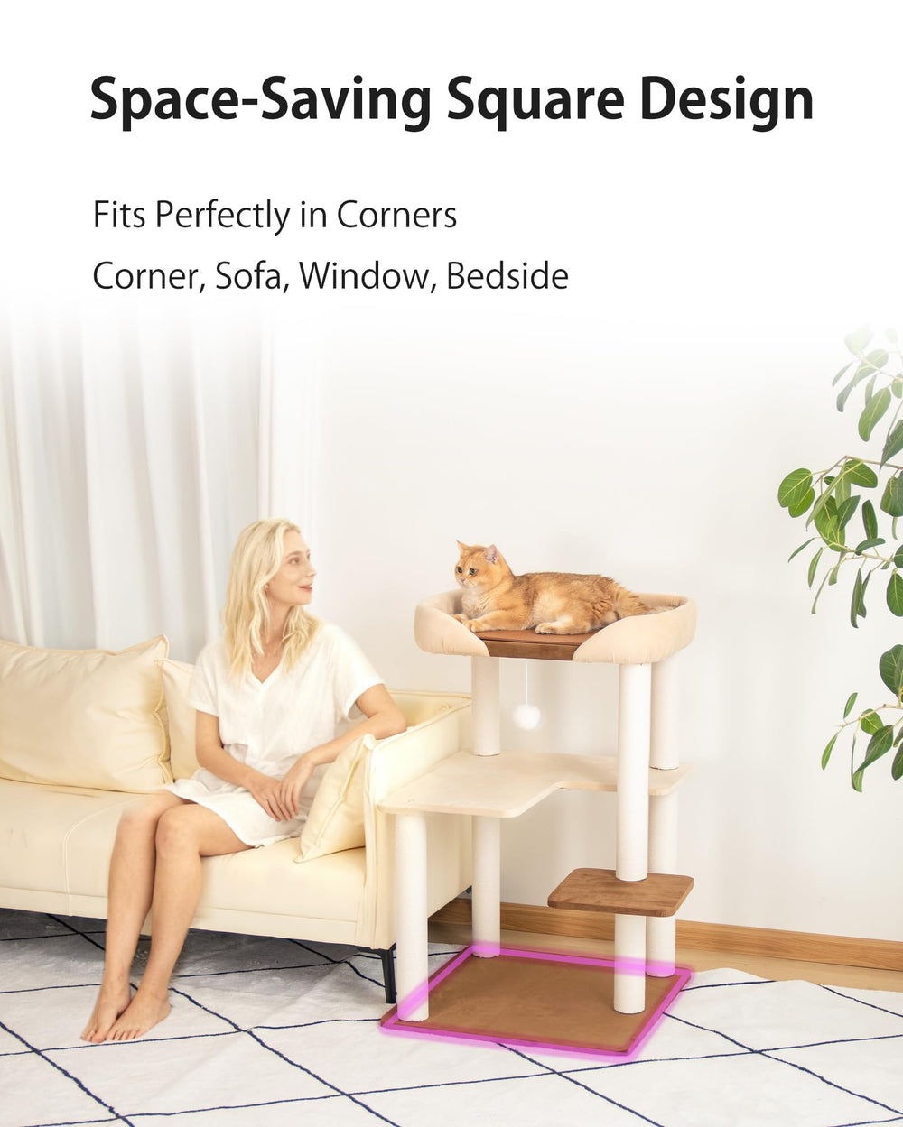 PETTIFUL cream finish perches provide cozy resting spots