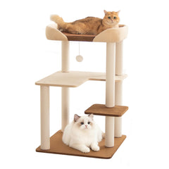PETTIFUL cat tree with wide shelves designed for large cats to lounge comfortably