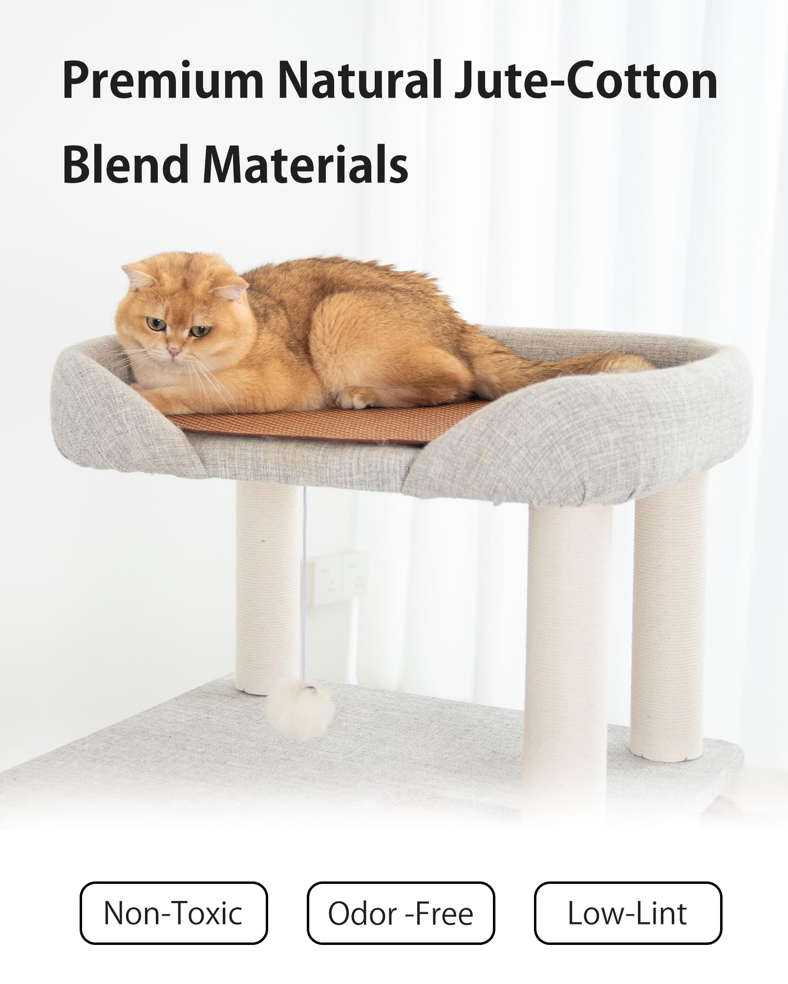 Pettiful cat tree tower play ball invites interactive hunting and batting