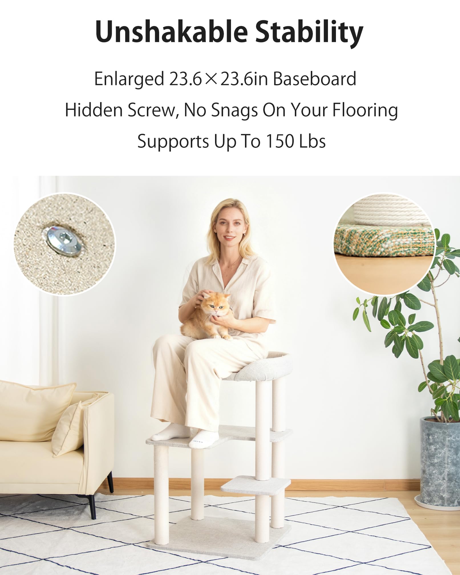 Pettiful cat tree tower premium wood construction ensures durability