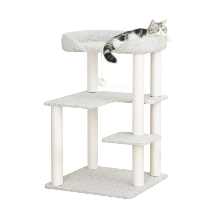 Pettiful cat tree tower wooden 37-4 inch, sturdy indoor furniture