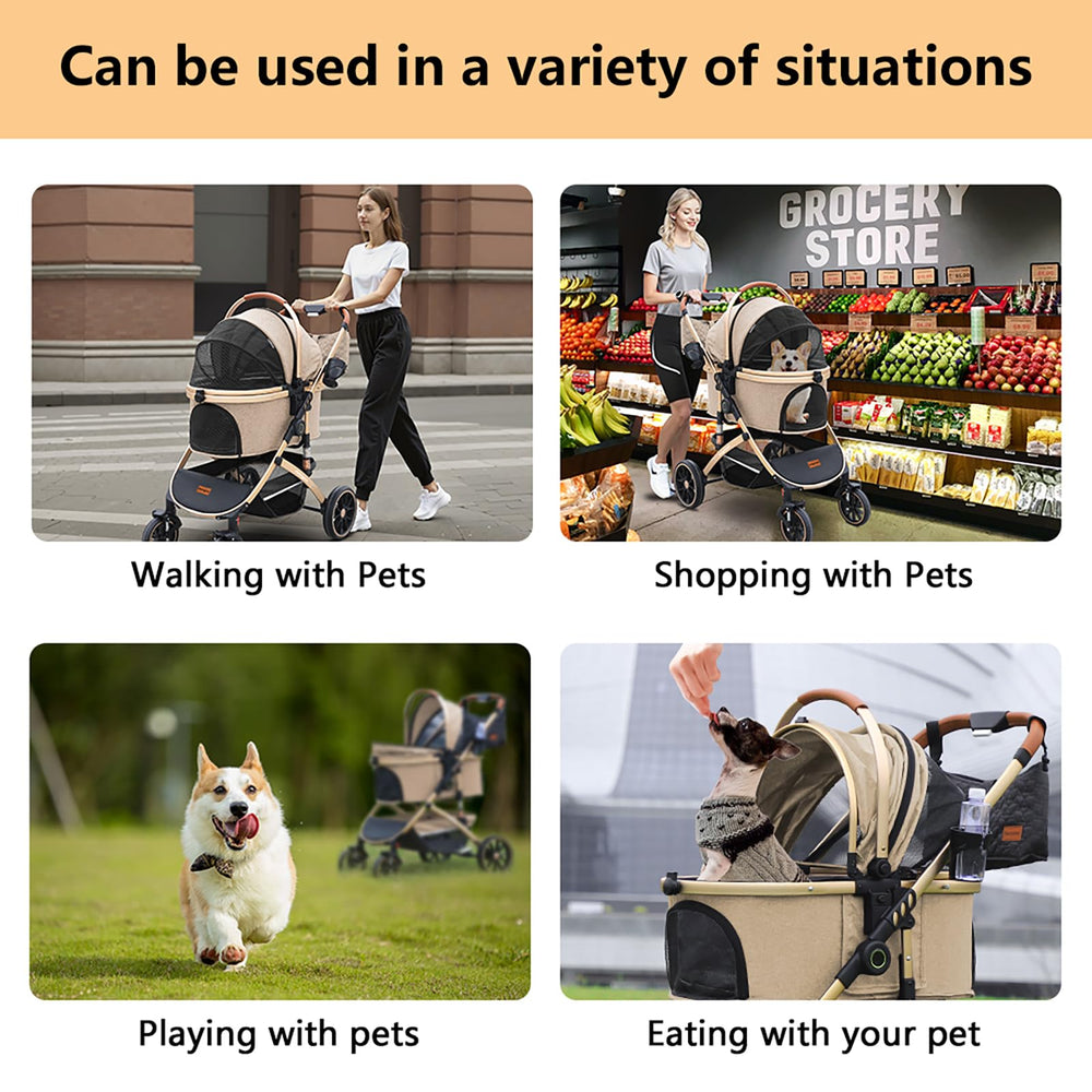 Pettingzoo 360-degree front swivel wheels for effortless steering.