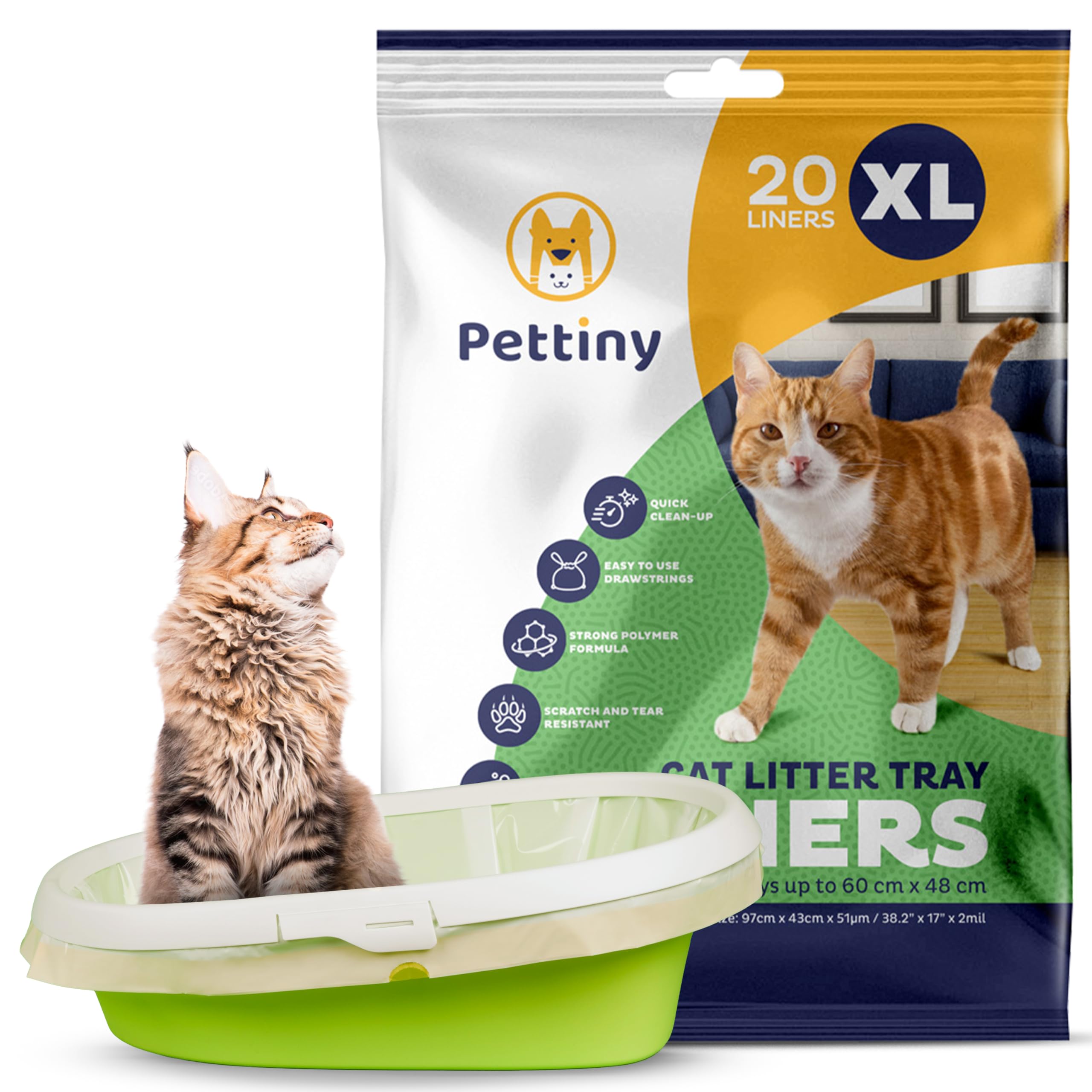 Pettiny 20 XL liner with drawstrings for quick, clean disposal.