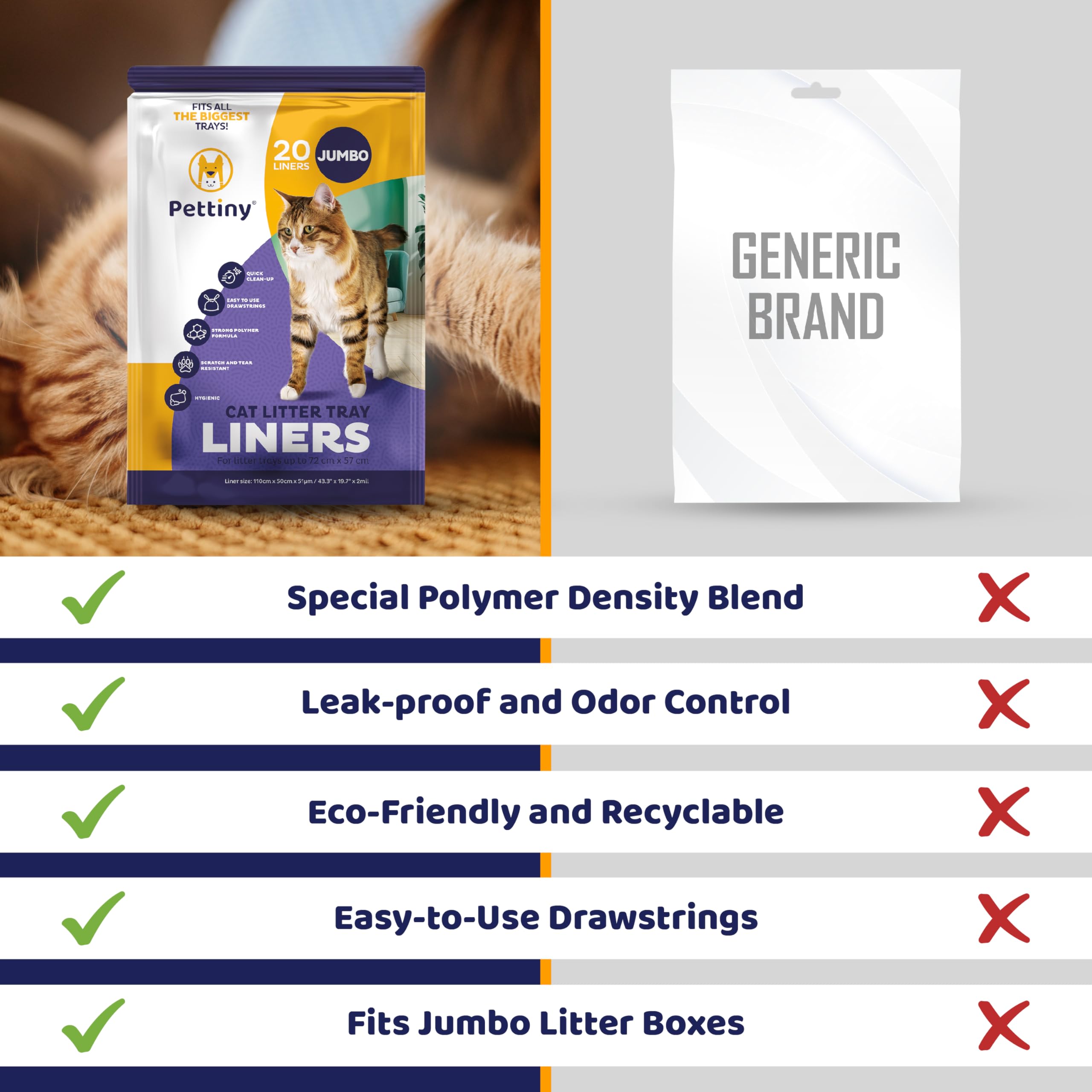 Pettiny multi-cat solution with durable litter bags.