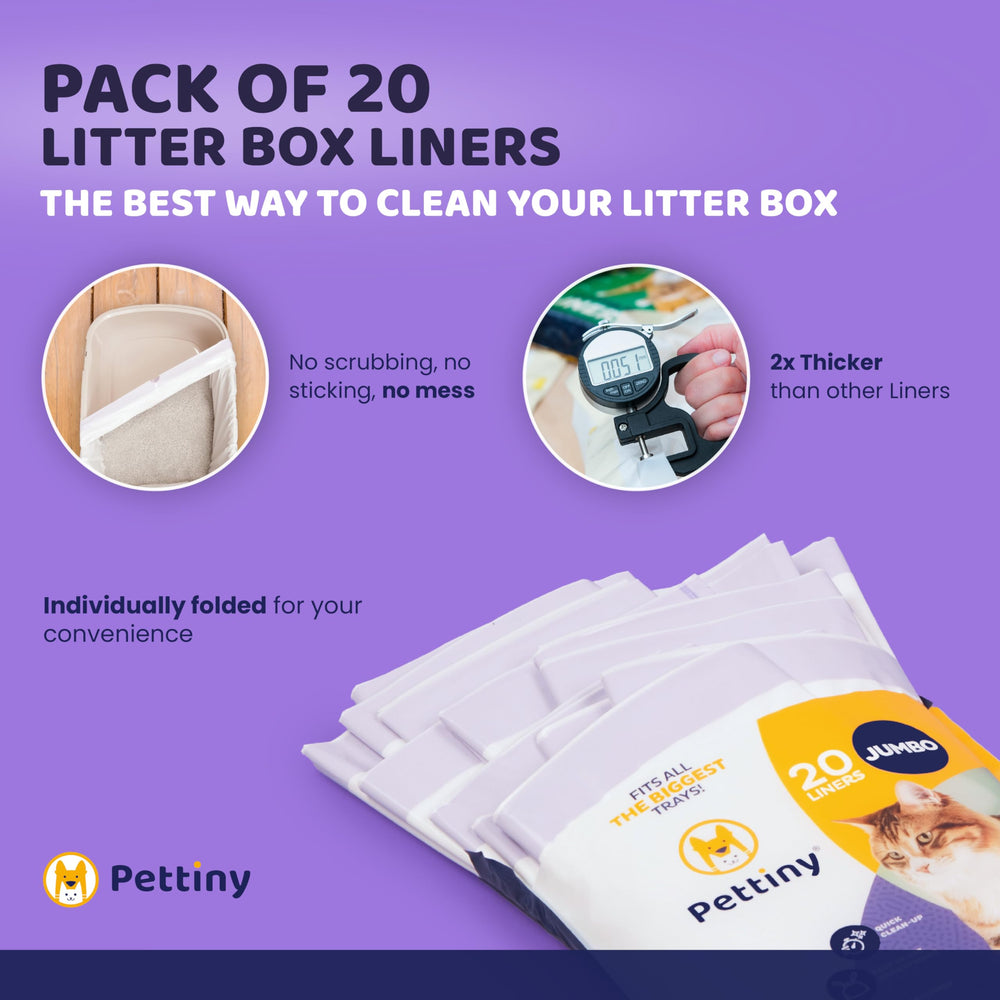 Pettiny jumbo liner fits large litter trays up to 29 x 23 inches.