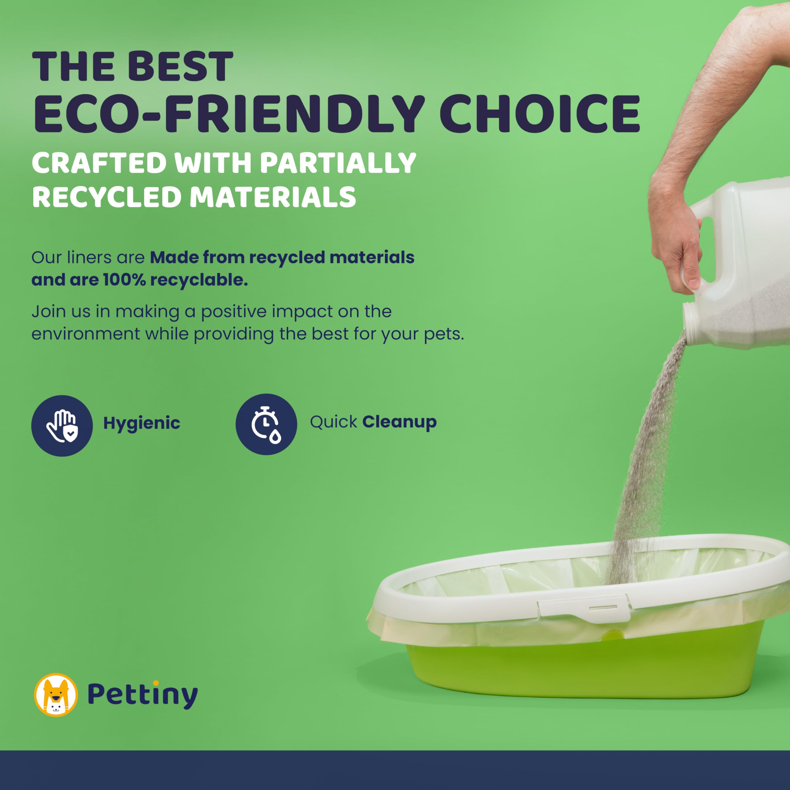 Pettiny easy-cleanup drawstring liner minimizes scrubbing.