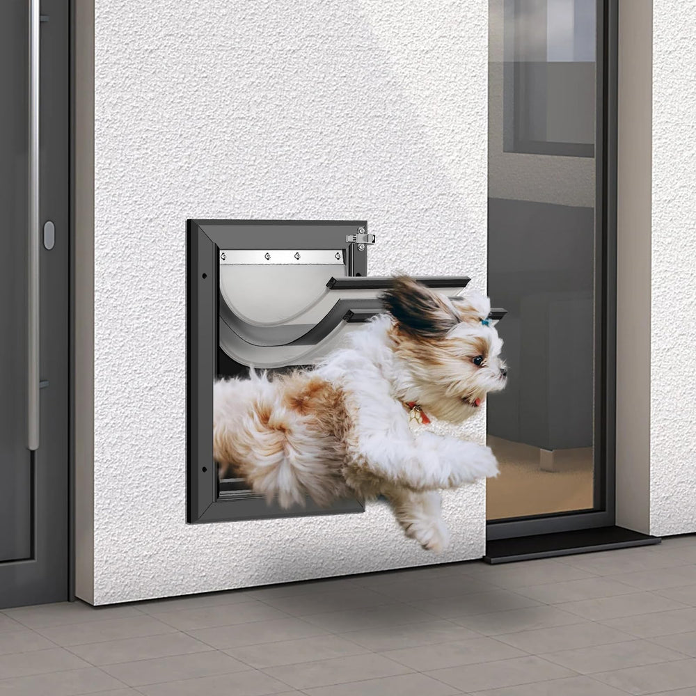Rust-proof aluminum frame dog door offers long-term durability against elements