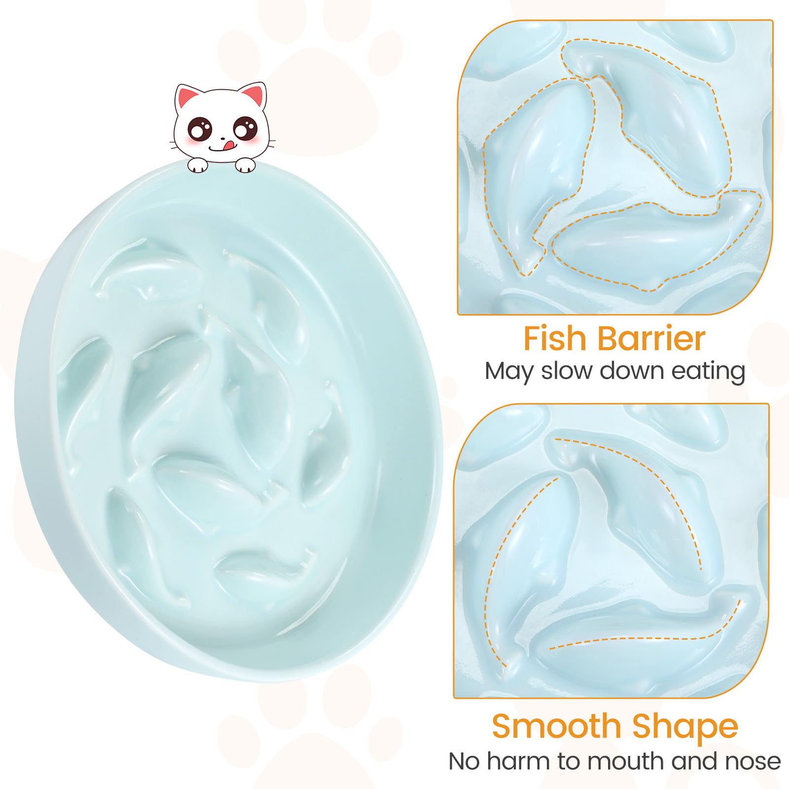 PETTOM easy-clean cat bowl with smooth glaze resists stains and odors.