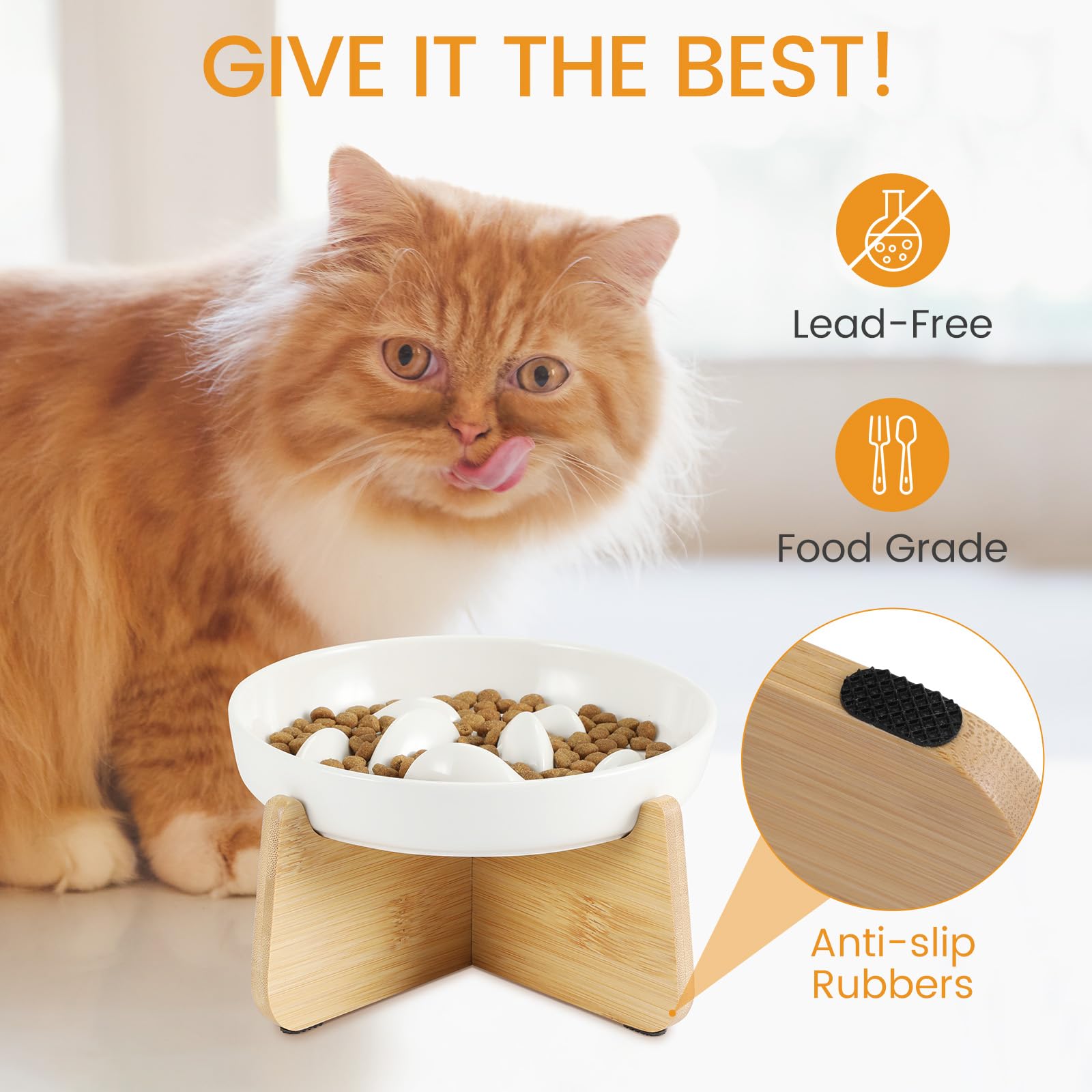 Pettom Non-slip Stand keeps the bowl stable during meals.