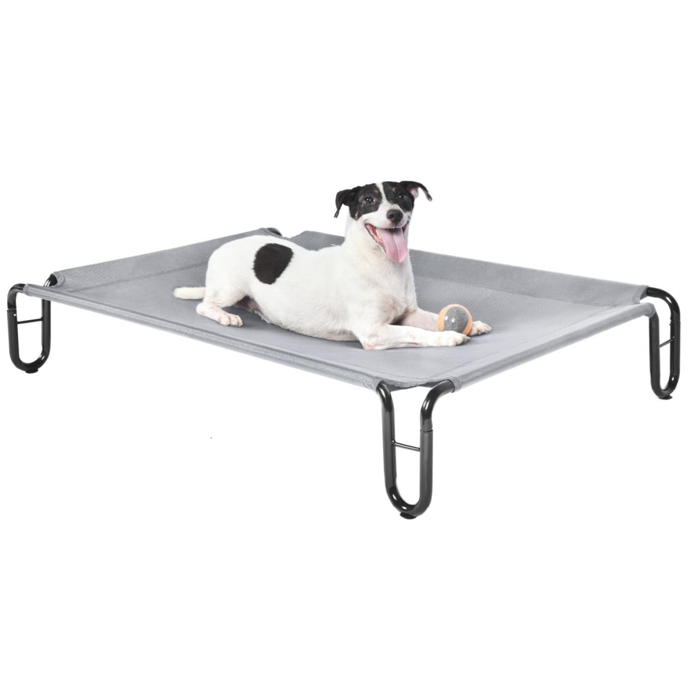 Pettycare elevated outdoor dog bed during assembly for quick setup