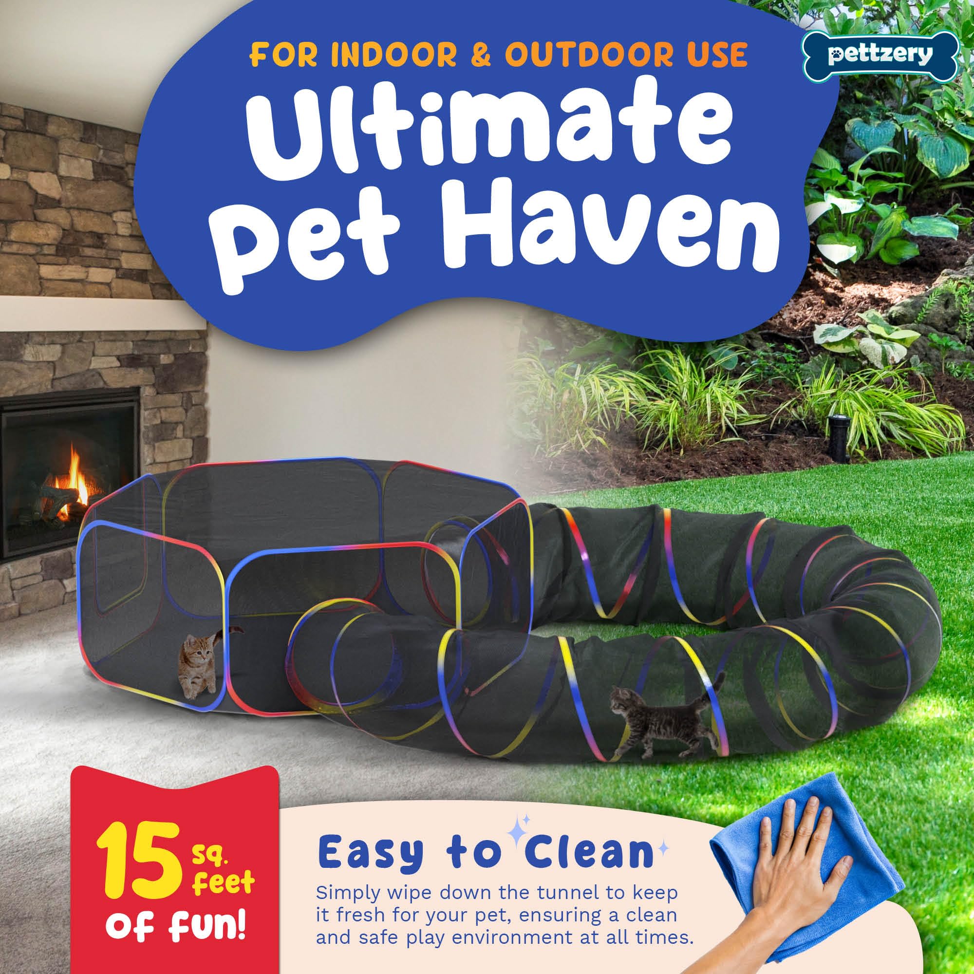 Pettzery quick-setup pop-up design enabling instant backyard play.