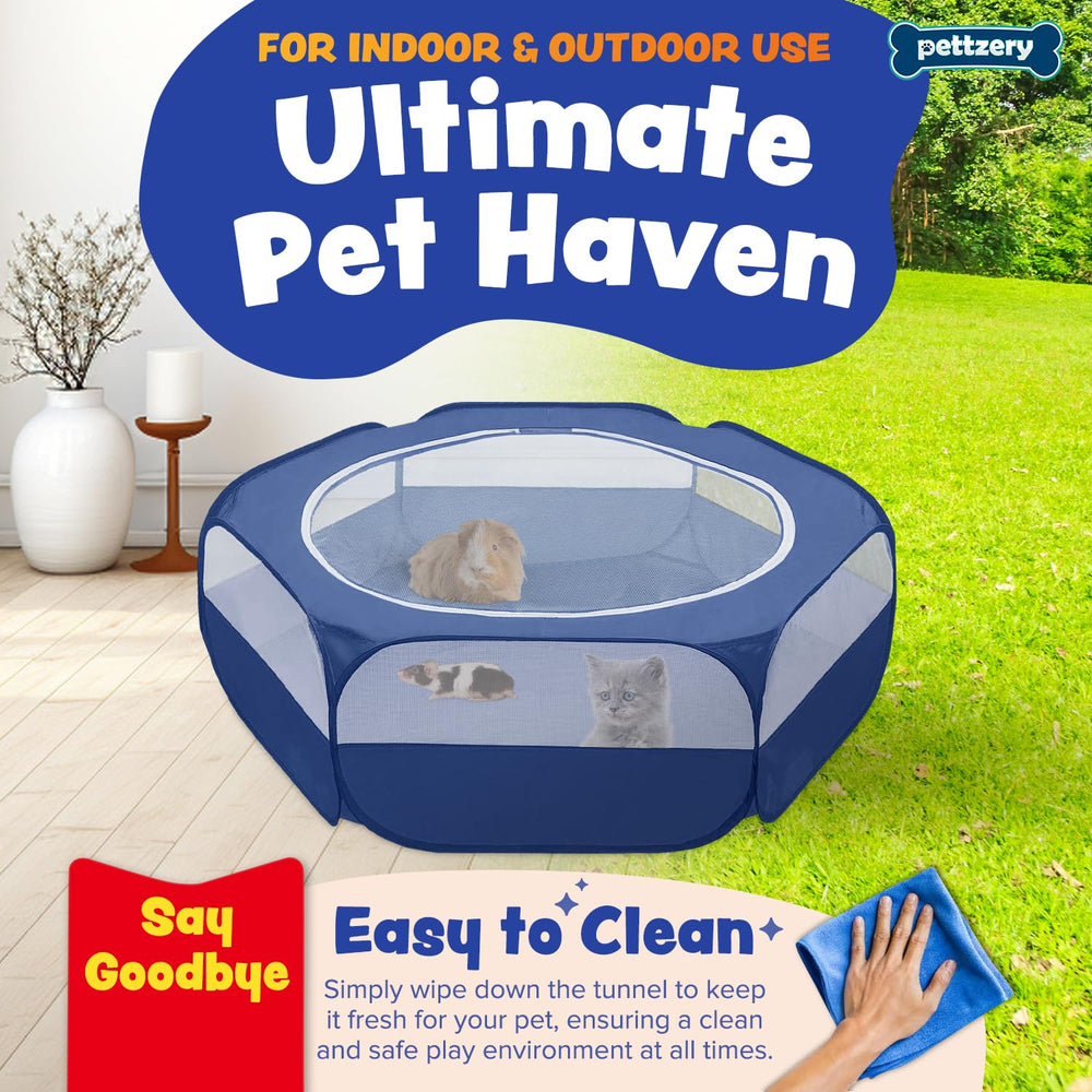 Pettzery playpen folded flat for compact storage and travel