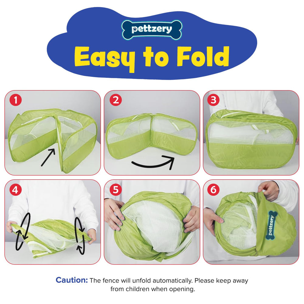 Pettzery playpen with secure closure helps prevent escapes.