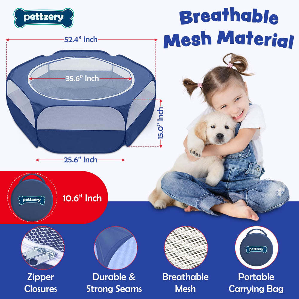 Pettzery playpen offers spacious 47x23 area with ventilation