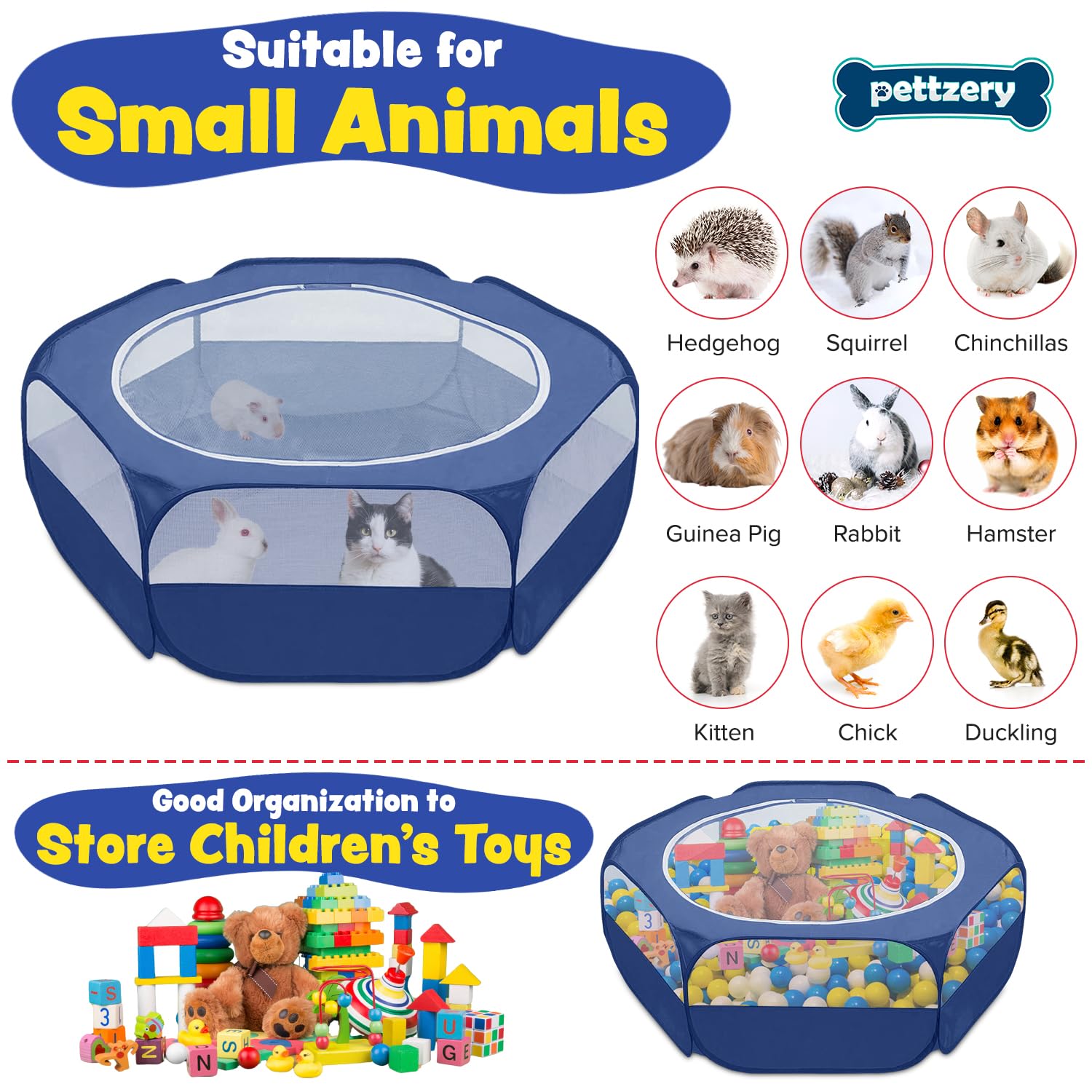Pettzery playpen with waterproof 190t fabric protects floors
