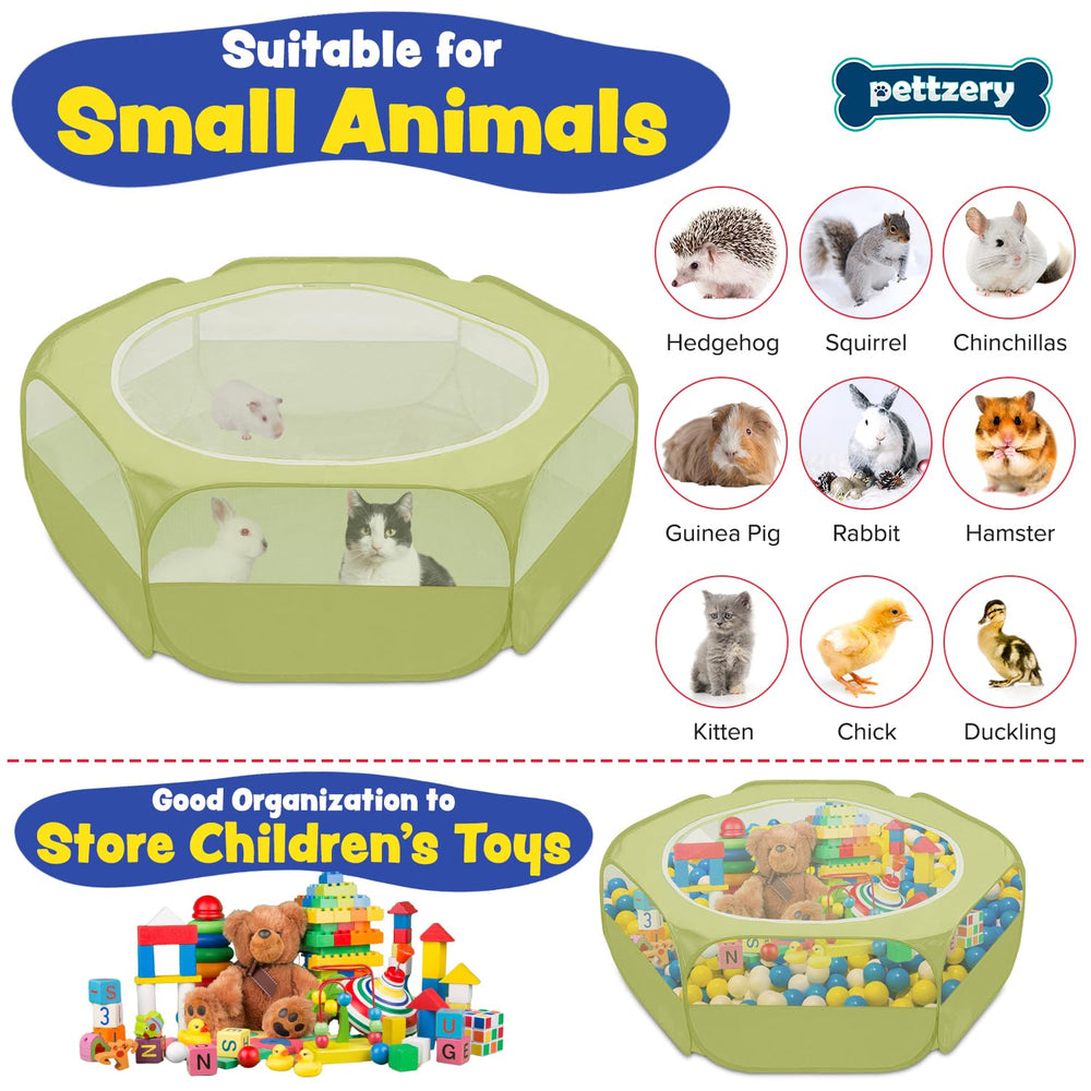 Pettzery playpen's waterproof material keeps floors clean during indoor or outdoor sessions.