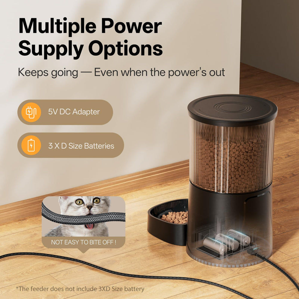 PETULTRA dual power backup batteries prevent missed meals.