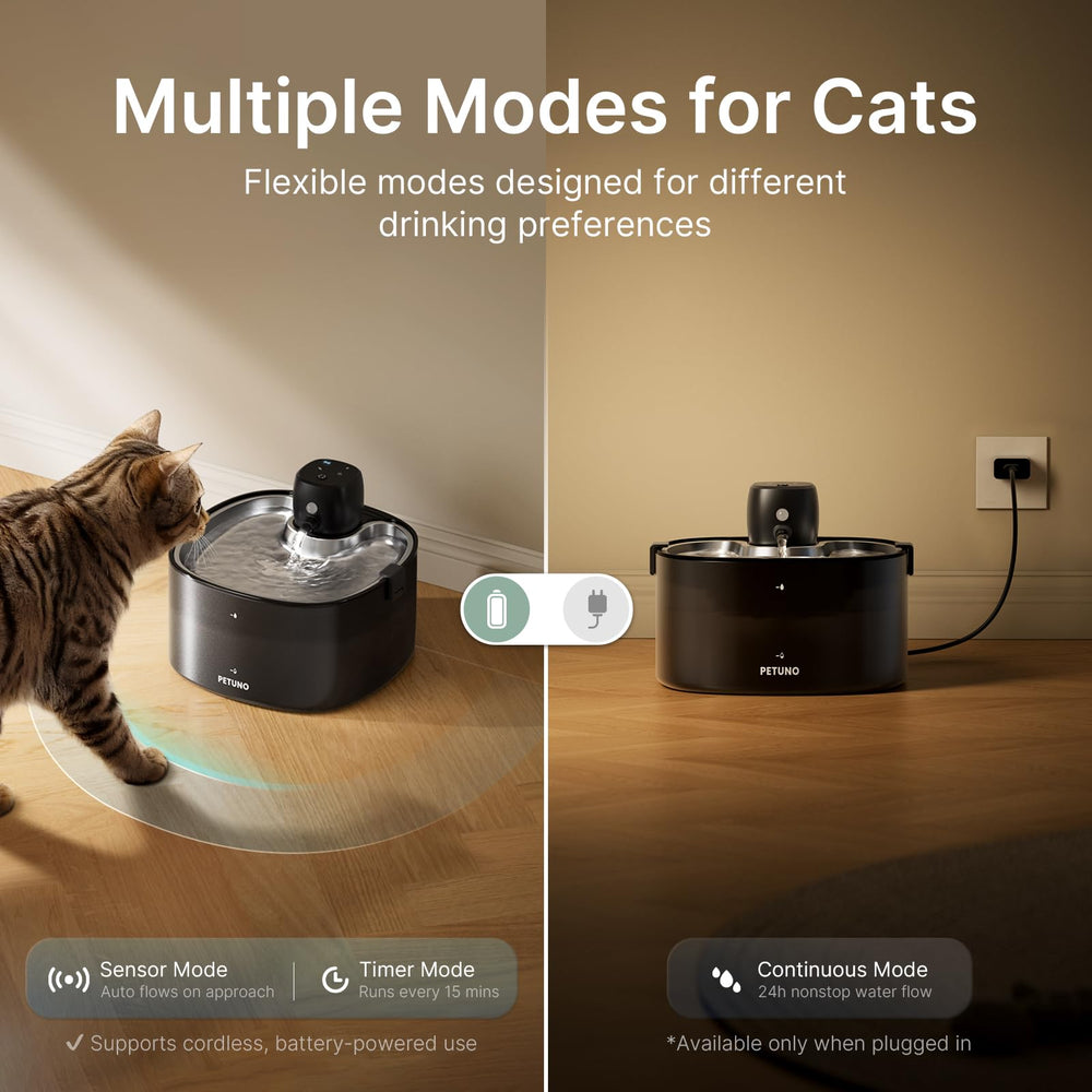 PETUNO cat water fountain quiet pump with whisper-quiet operation for peaceful homes