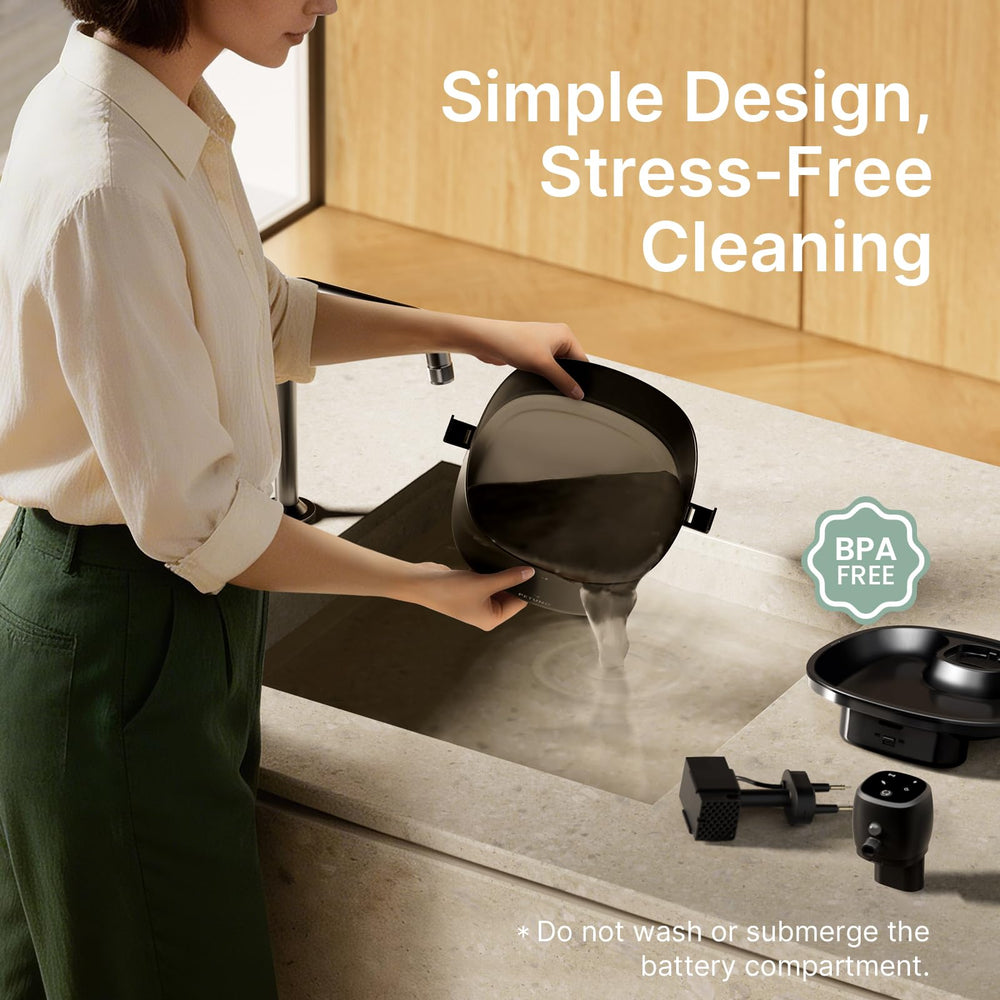 Sleek black finish complements modern home decor.