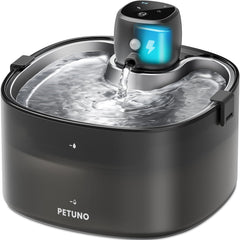 PETUNO wireless cat water fountain front view showing cordless placement for flexible use