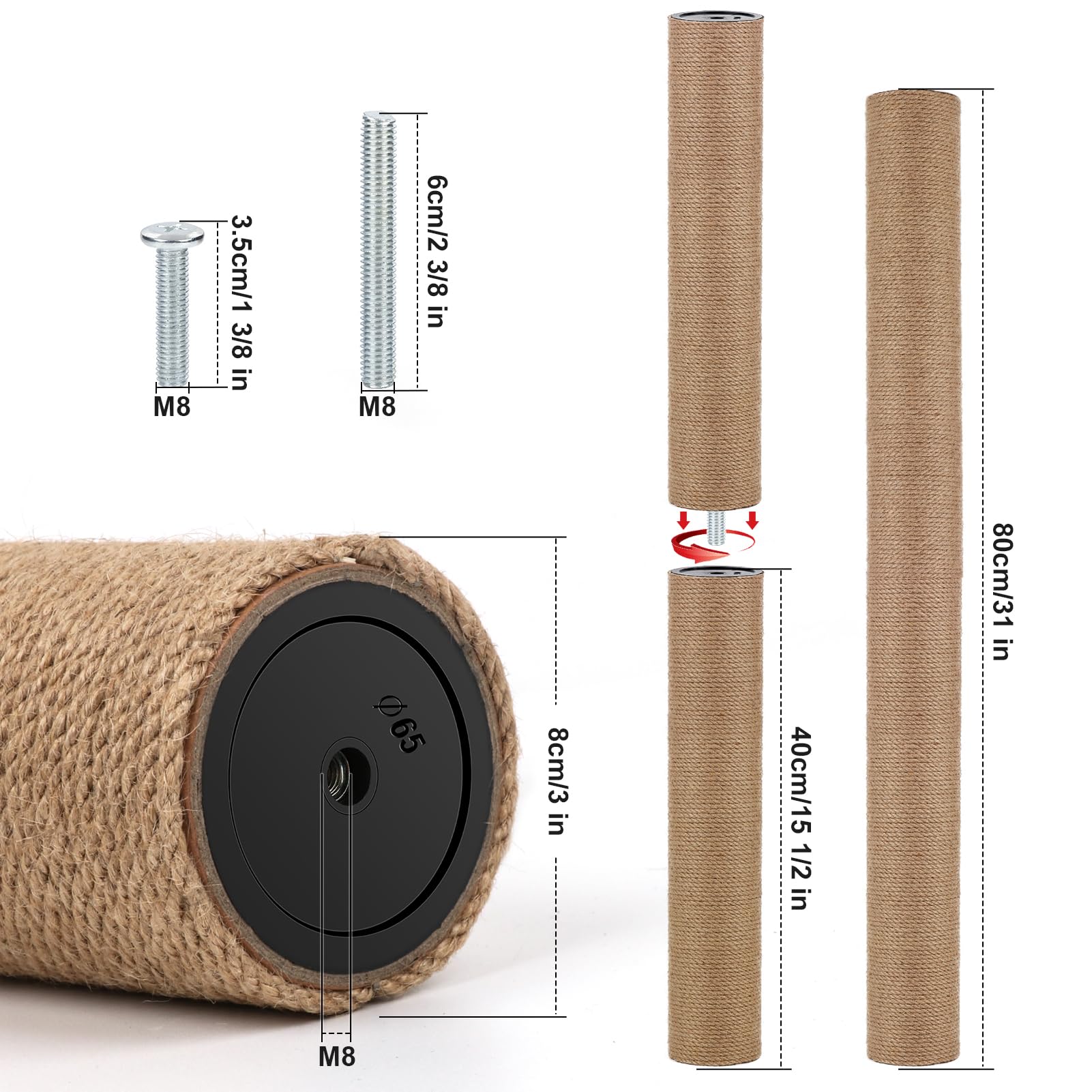 PETUOL jute rope close-up showing durable scratching surface for cats.