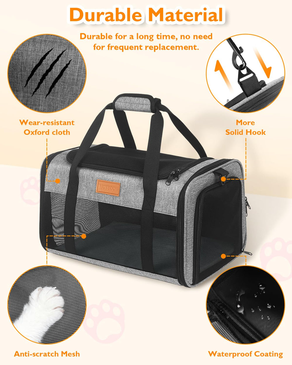 Petux water-resistant Oxford fabric handles spills and daily use