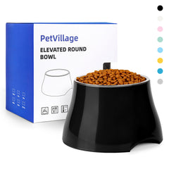 Petvillage raised dog bowl with non-slip base and stainless steel inner for stable eating.