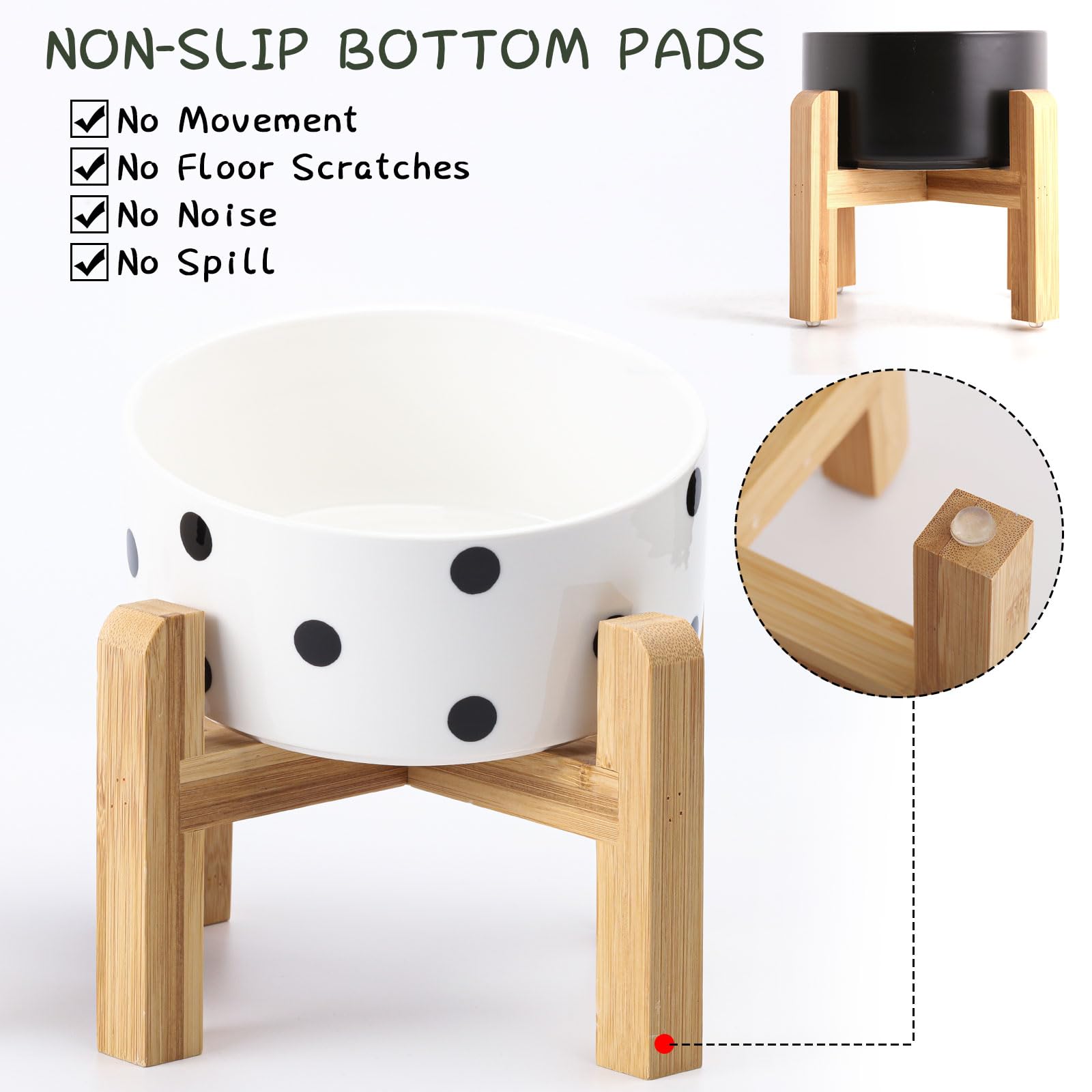 Petygooing non slip wood base keeps bowl steady during meals