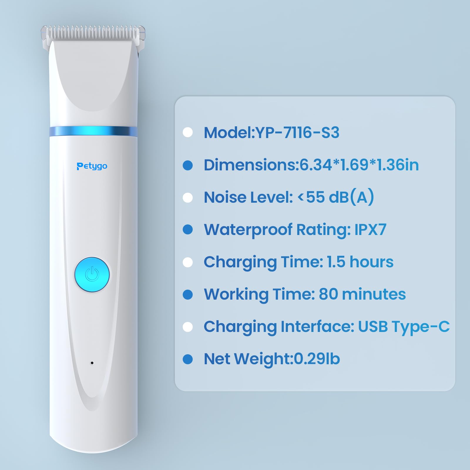 PETYGO cordless design for unrestricted grooming movement
